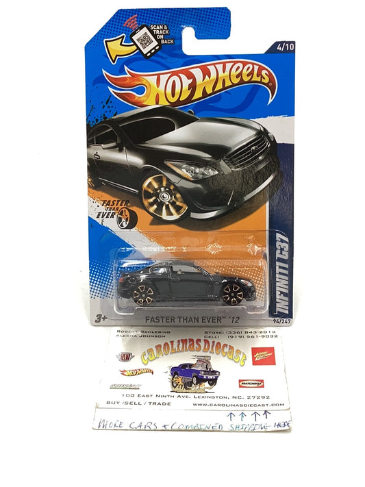 2012 Hot Wheels #94 Infiniti G37 Faster than ever FTE2s Black with protector