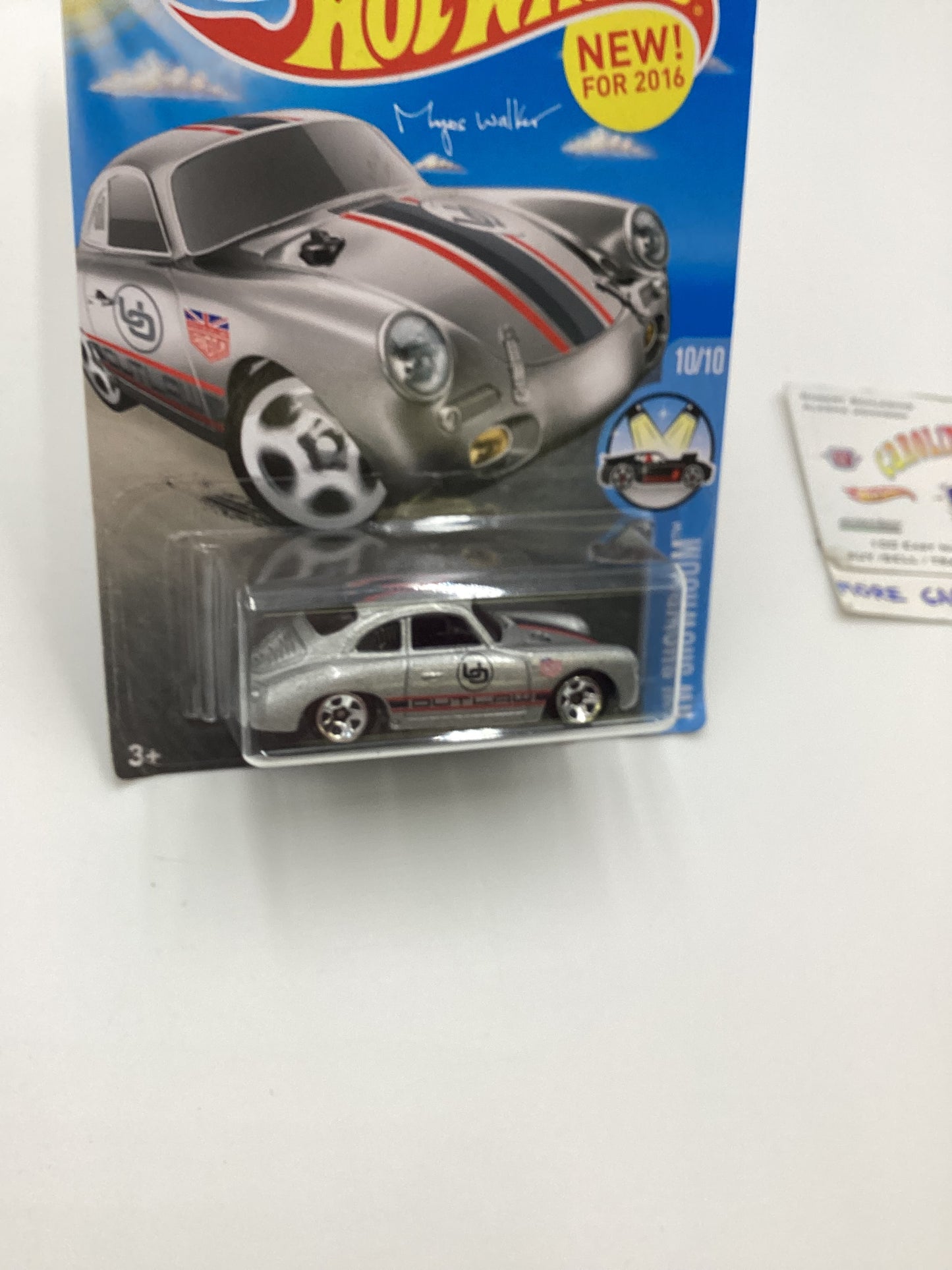 2016 Hot Wheels #120 Porsche 365A Outlaw Silver Target Spring Card