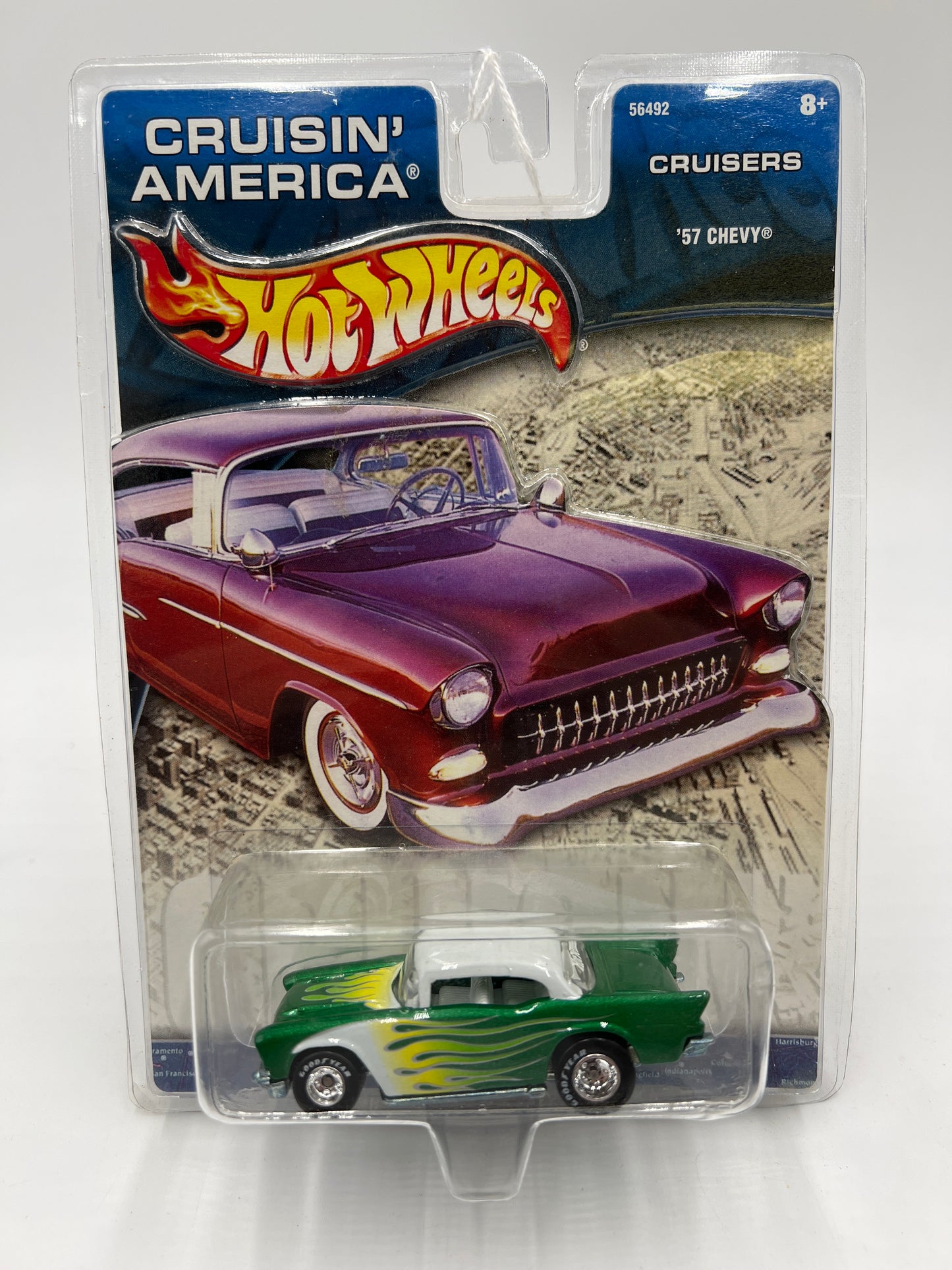 Hot Wheels Cruisin America Cruisers 57 Chevy Green Real Riders 271i