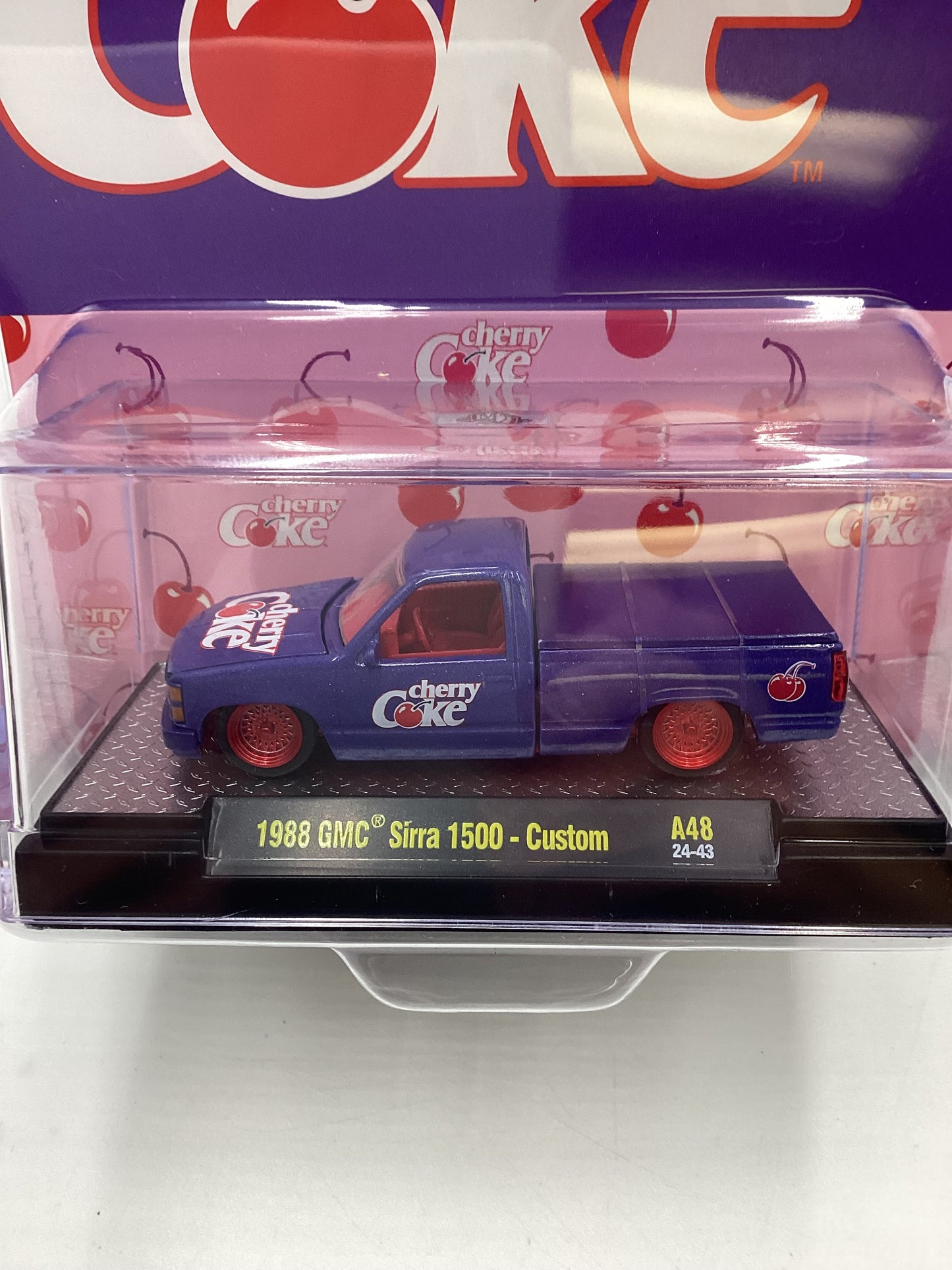 2024 M2 Machines Cherry Coke (Sirra Error) CHASE 1988 GMC Sierra 1500 Custom Purple A48