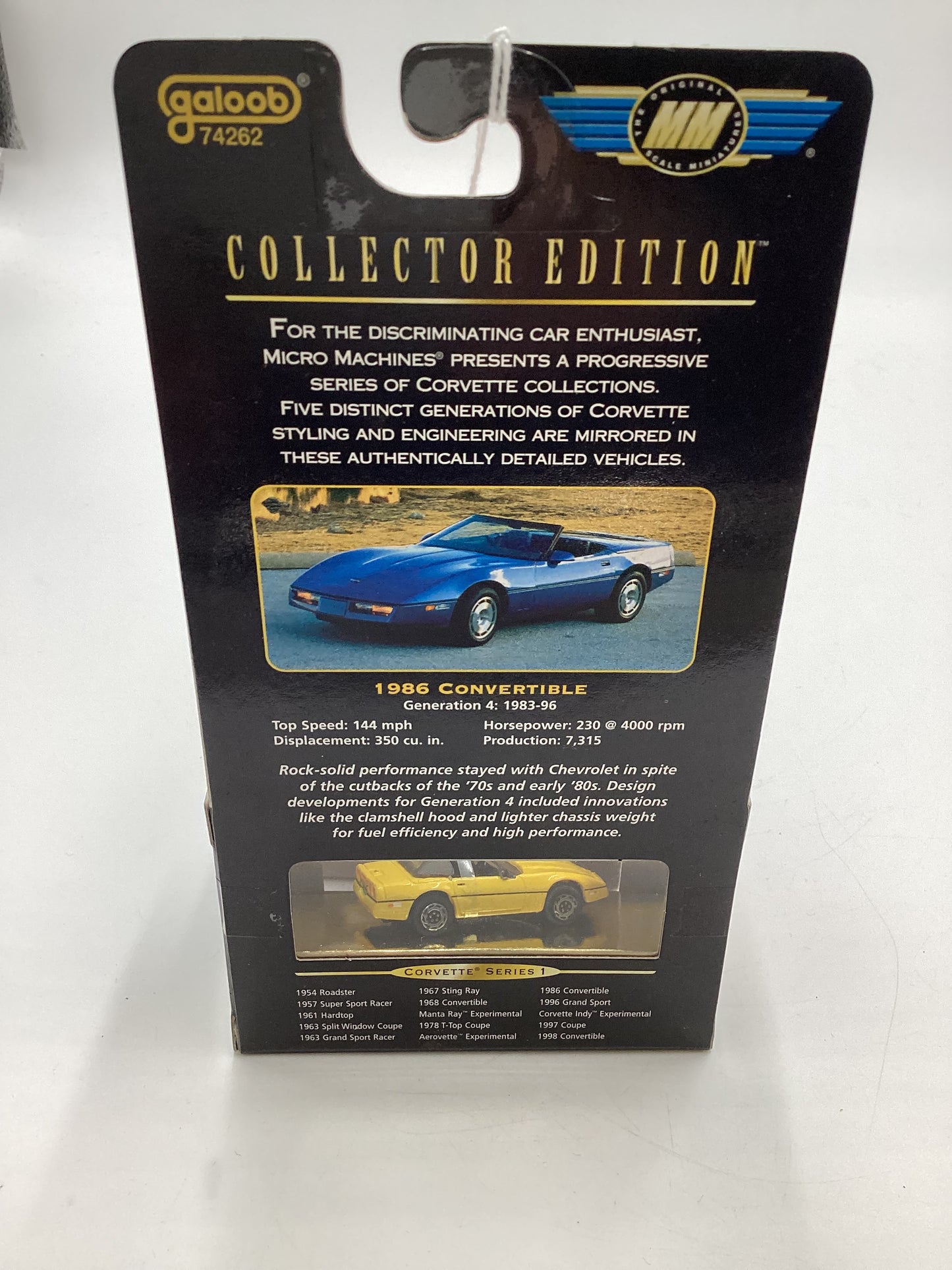 Micro Machines Collectors Edition Corvette Series 1 1986 Convertible Yellow 1/20000 SR CE 11