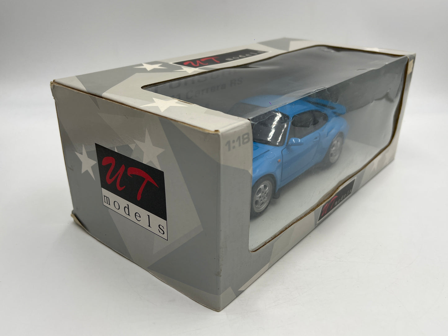 UT Models 1/18 Scale Rare Color Porsche 911 Carrera RS 993 Riviera Blue W/Box VHTF Box Not Perfect