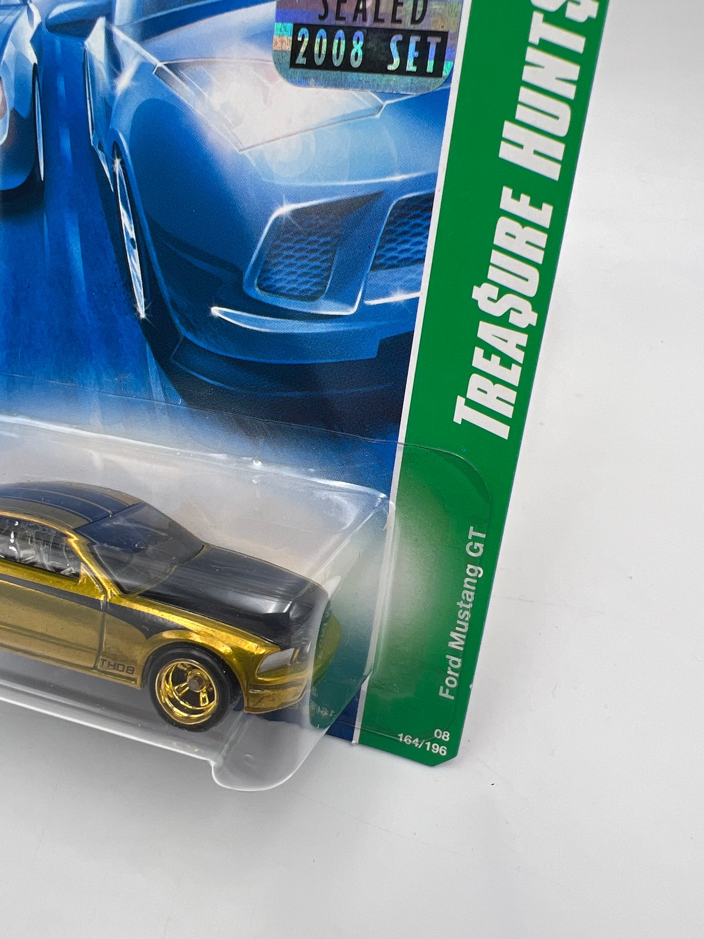 2008 Hot Wheels Factory Sealed Super Treasure Hunt #164 Ford Mustang GT Gold W/Protector