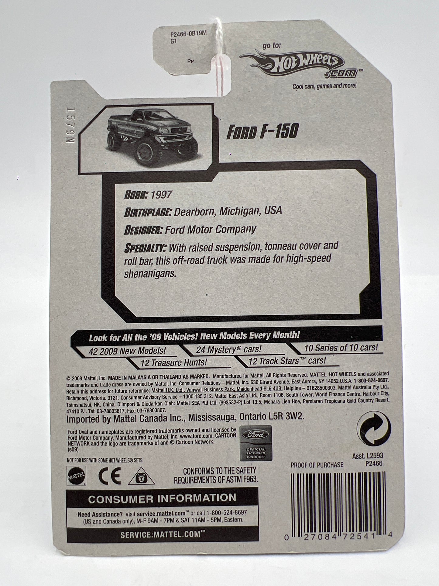 2009 Hot Wheels Rebel Rides #146 Ford F-150 Silver Battle Force 5 Card 32B