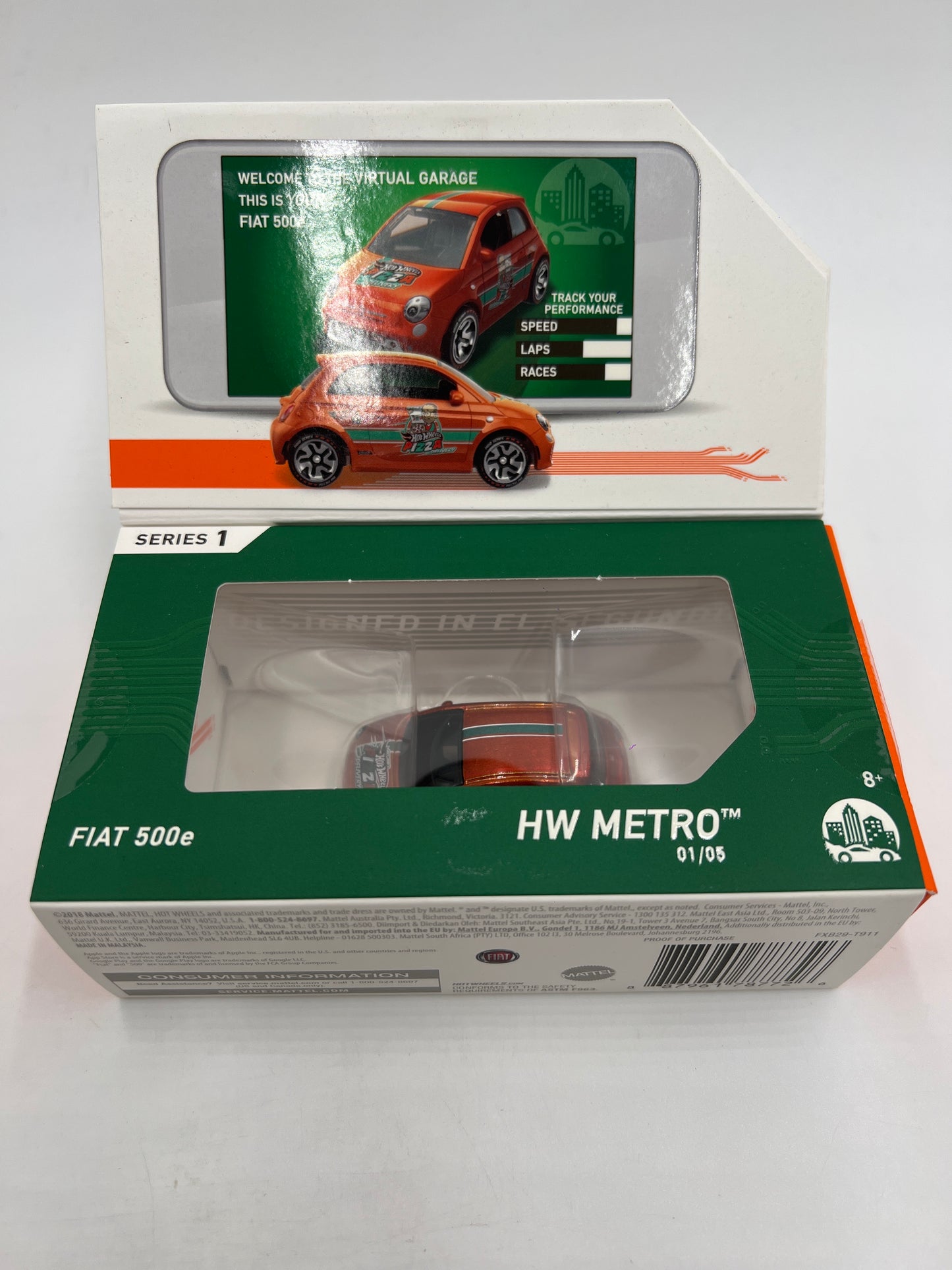 Hot Wheels iD Metro Series 1 #1 Fiat 500e Orange