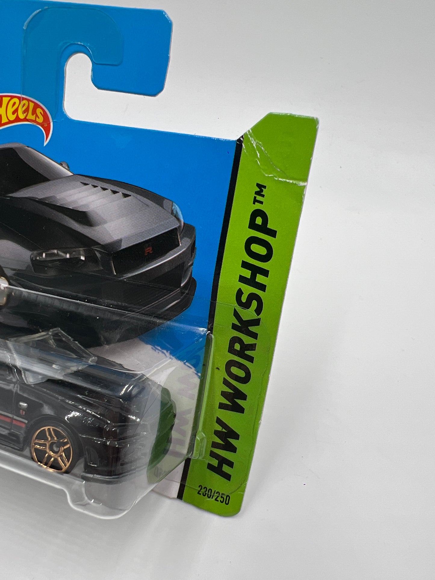 2014 Hot Wheels Short Card Workshop #230 Nissan Skyline GT-R R34 Black W/Protector Card Not Perfect