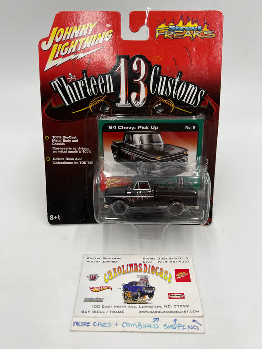 Johnny Lightning Street Freaks Thirteen Customs #6 64 Chevy Pickup Black 221G