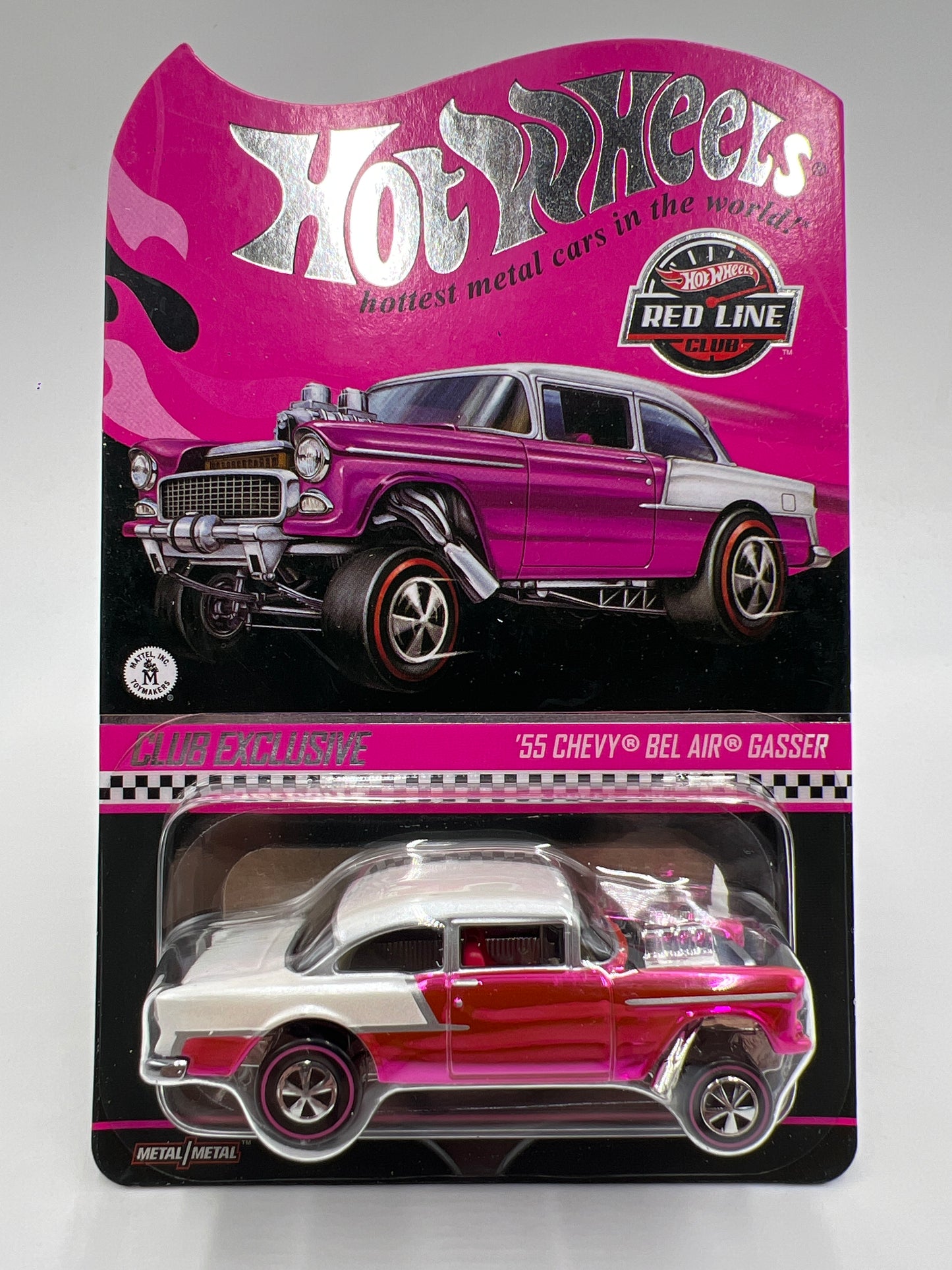 2025 Hot Wheels RLC Club Exclusive 55 Chevy Bel Air Gasser Pink W/Protector 2
