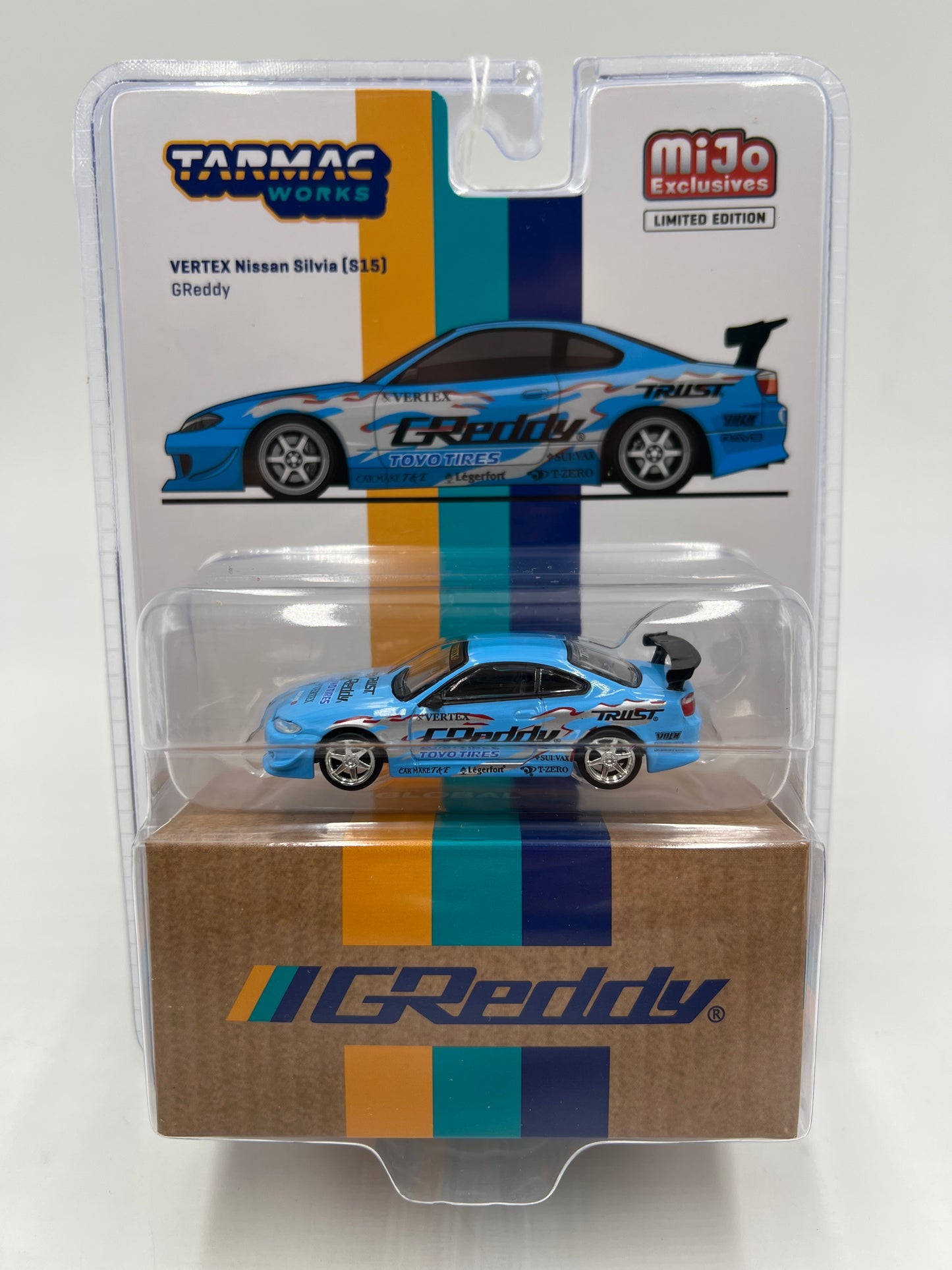 Tarmac Works Mijo Exclusives Nissan Silvia S15 Vertex GReddy Blue