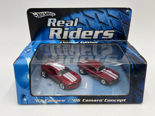 2006 Hot Wheels Real Riders 2 Pack Limited Edition 67 Camaro & 06 Camaro Concept Red