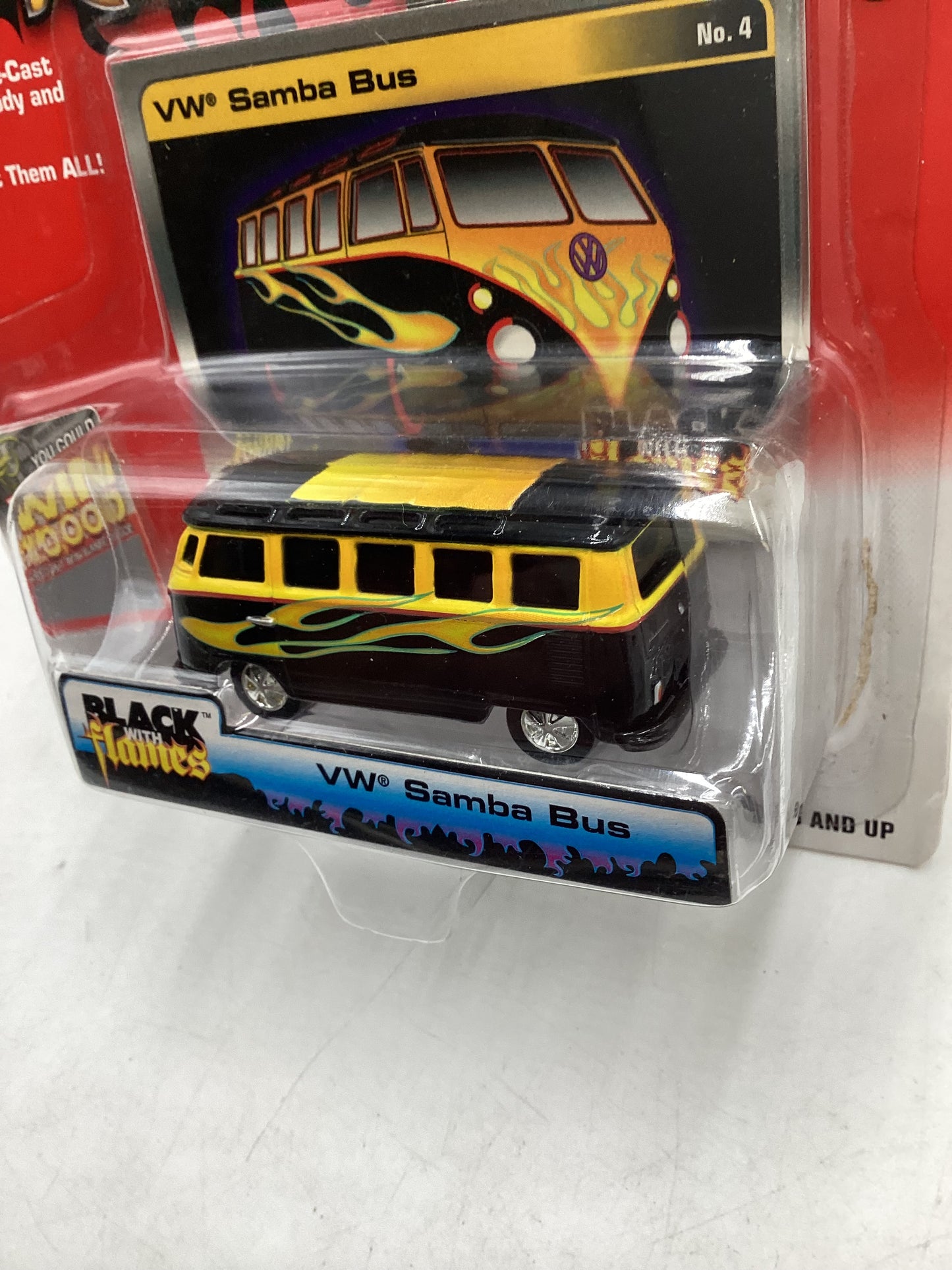 Johnny Lightning Street Freaks Black with Flames #4 Volkswagen Samba Bus Black 220A