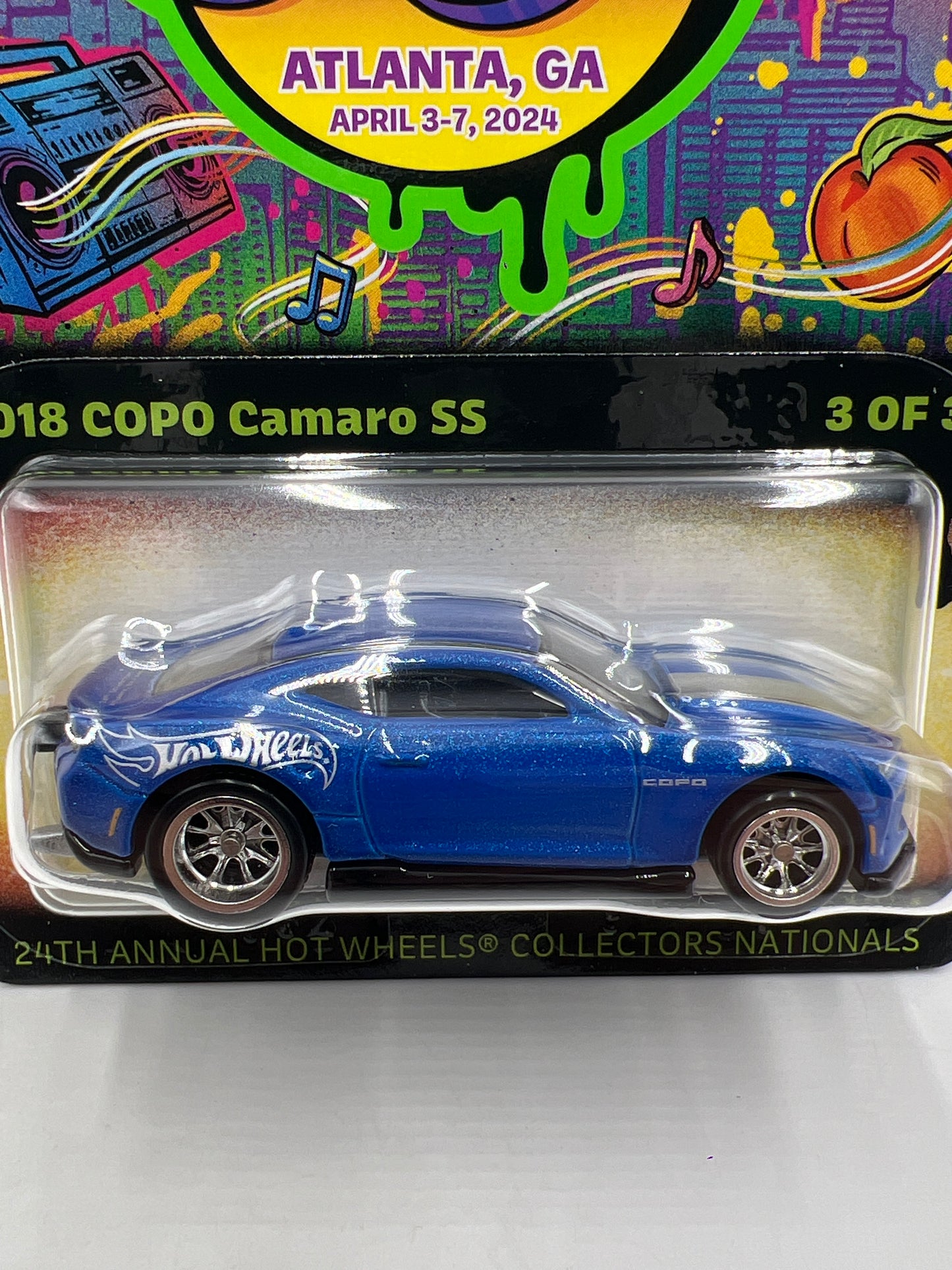 2024 Hot Wheels 24th Annual Collectors Nationals 3739/4000 2018 Copo Camaro SS Blue W/Protector