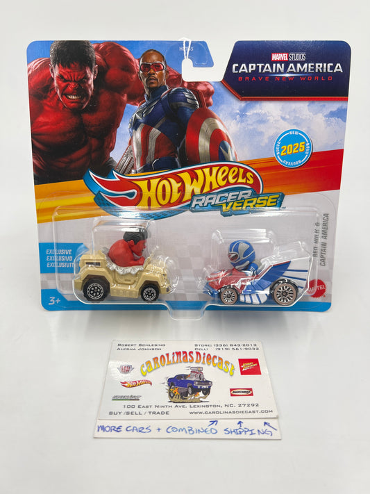 2025 Hot Wheels Racer Verse 2 Pack Marvel Studios Red Hulk & Captain America 116A