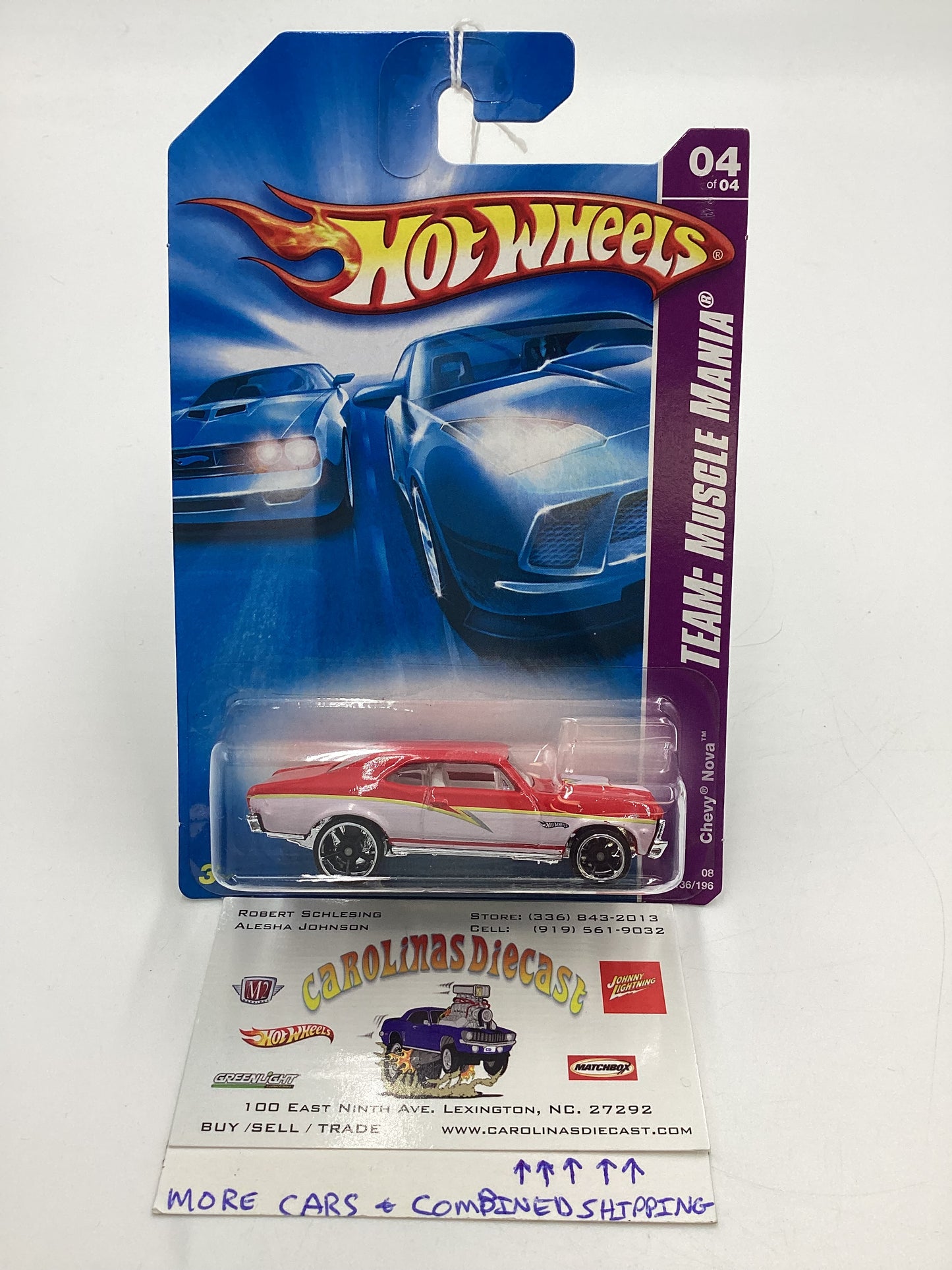 2008 Hot Wheels HW Team: Muscle Mania #136 Chevy Nova Red/White 8D