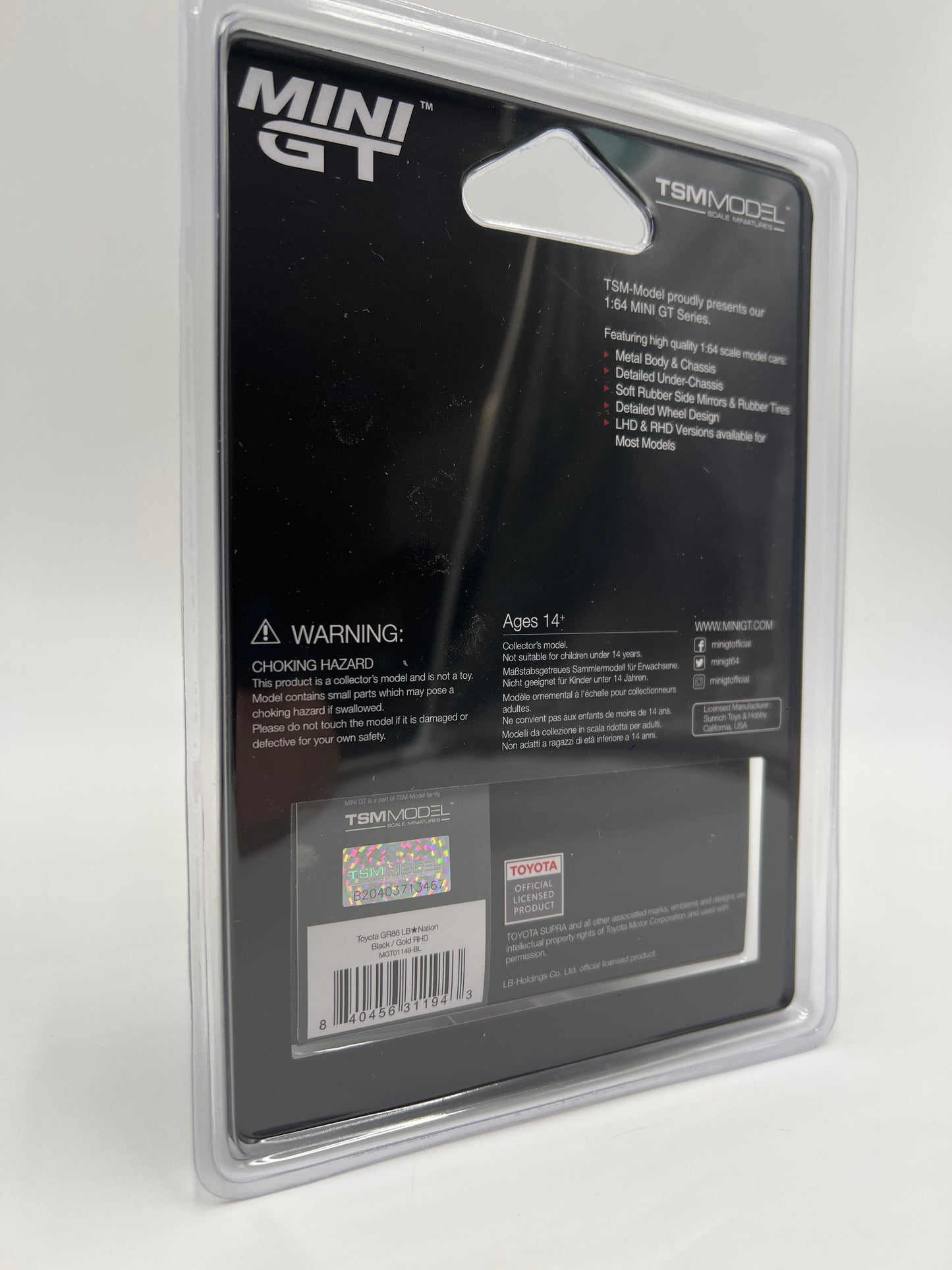 Mini GT #1149 Toyota GR86 LB Nation Black/Gold