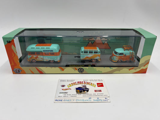 2025 M2 Machines Auto Haulers CHASE 1959 VW Double Cab Truck USA Model & 1960 VW Delivery Van & Trailer R85