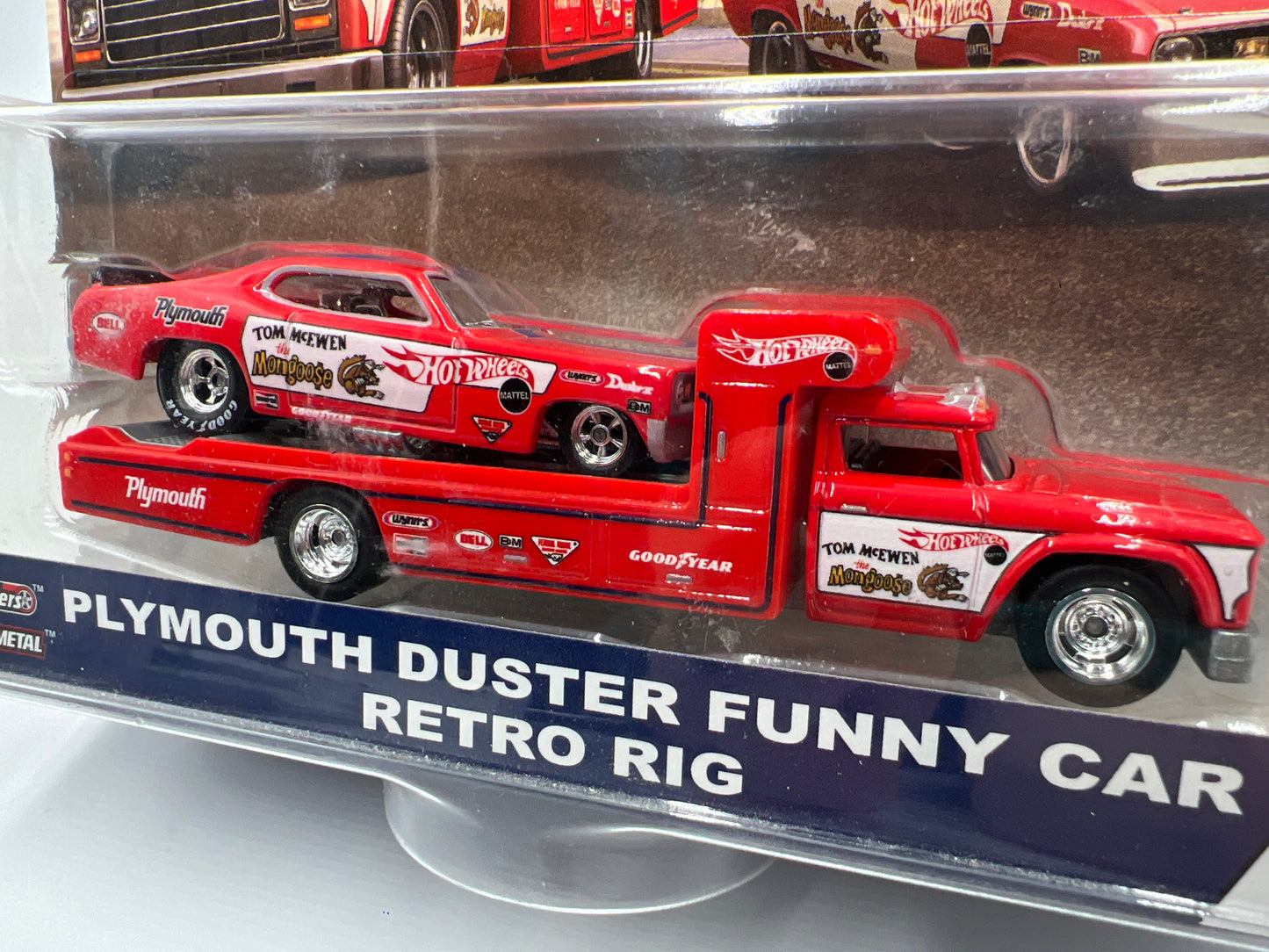Hot Wheels Car Culture Team Transport #5 Plymouth Duster Funny Car Mongoose & Retro Rig W/Protector