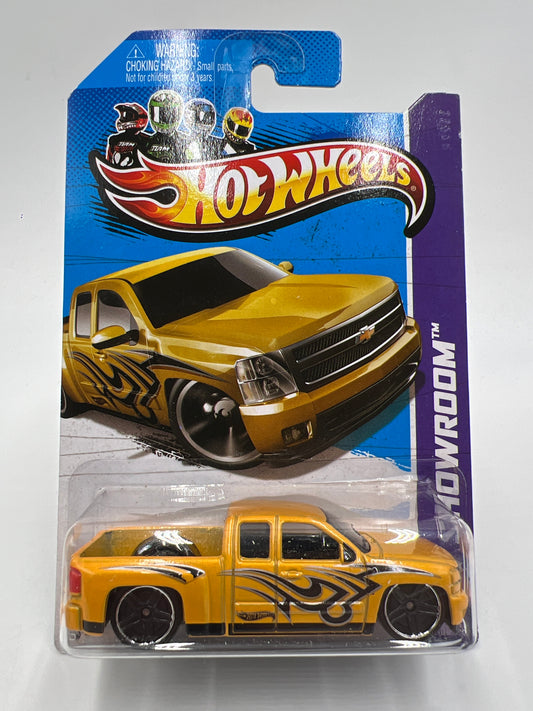 2013 Hot Wheels Showroom #168 Chevy Silverado Yellow W/Protector