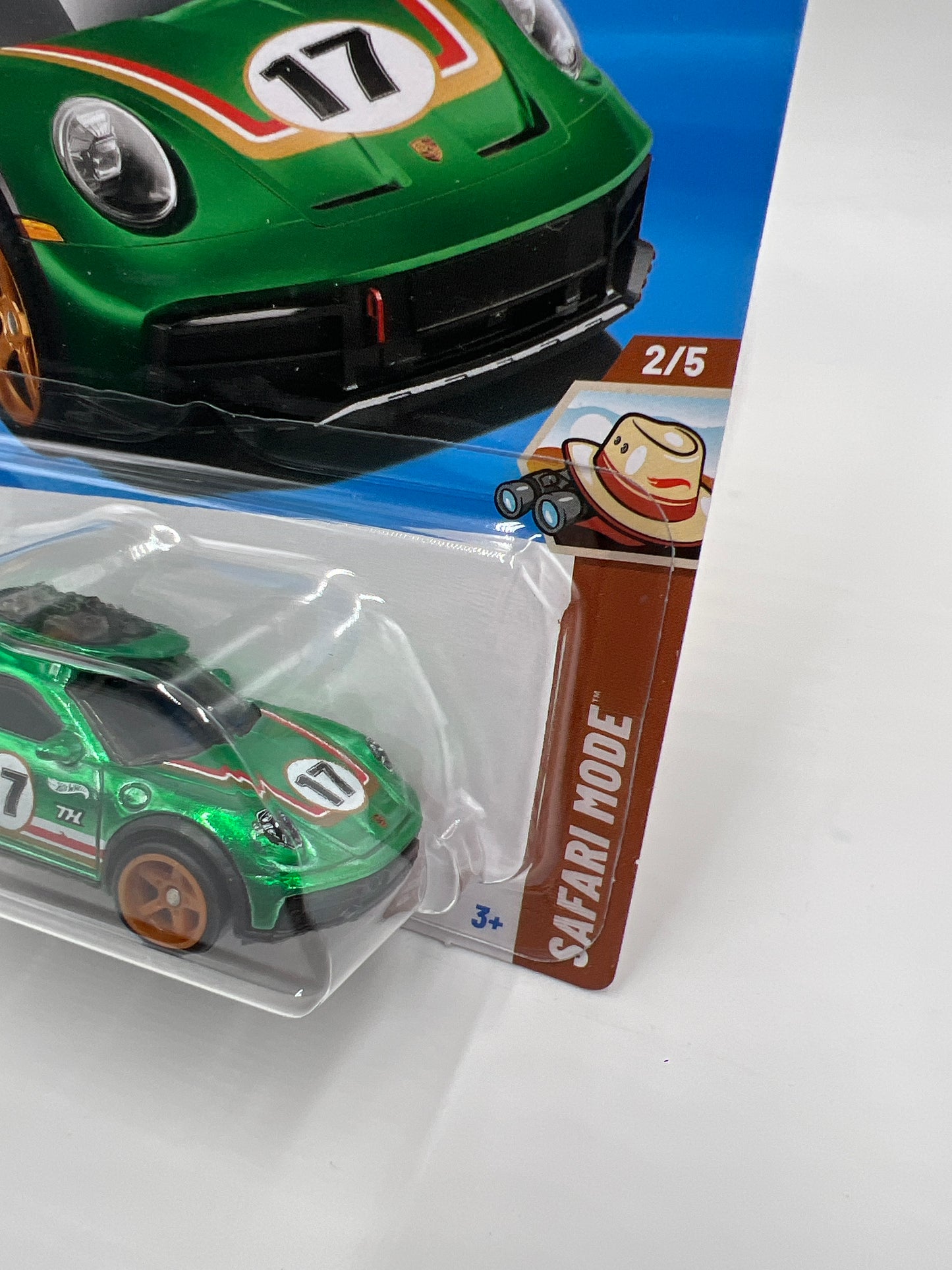 2025 Hot Wheels Factory Sealed Super Treasure Hunt #154 Porsche 911 Rallye Green W/Protector Cracked Blister