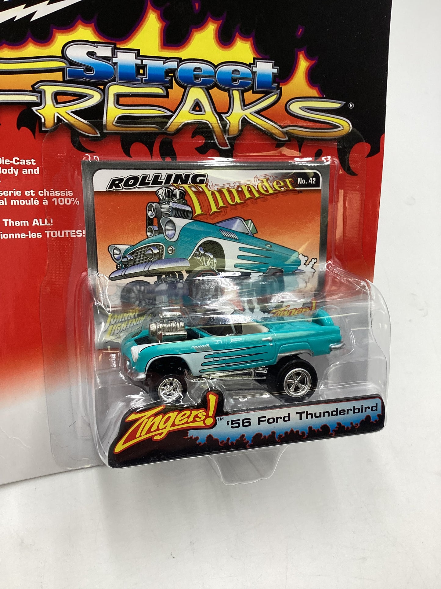 Johnny lightning Street freaks zingers #42 56 Ford Thunderbird Blue *Veins* 190D