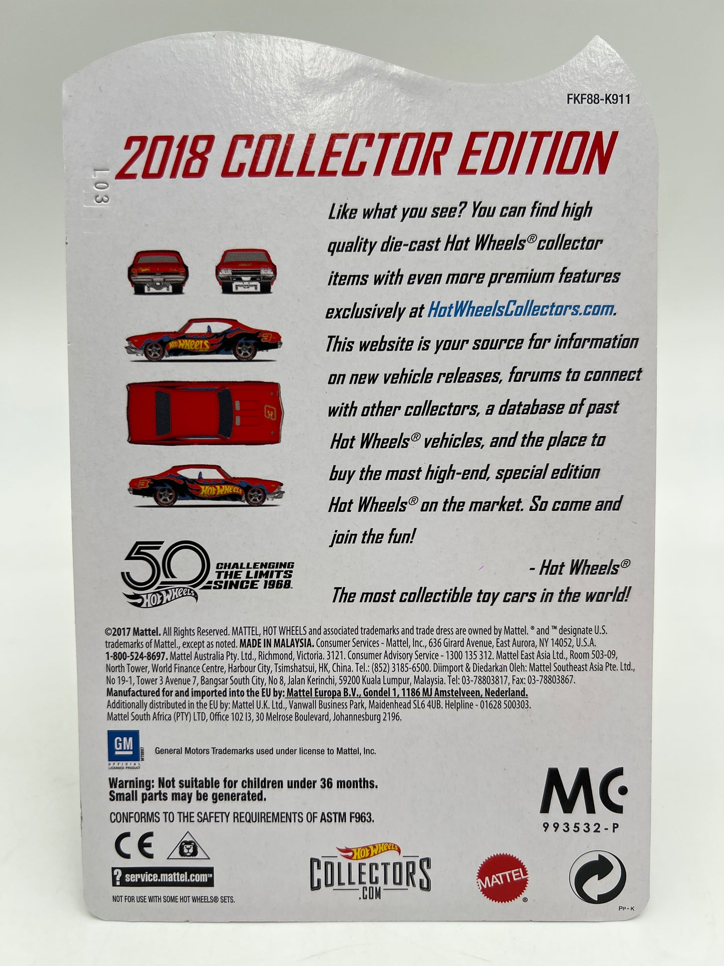 2018 Hot Wheels RLC Mail In #3 69 Chevelle SS 396 Red W/Protector
