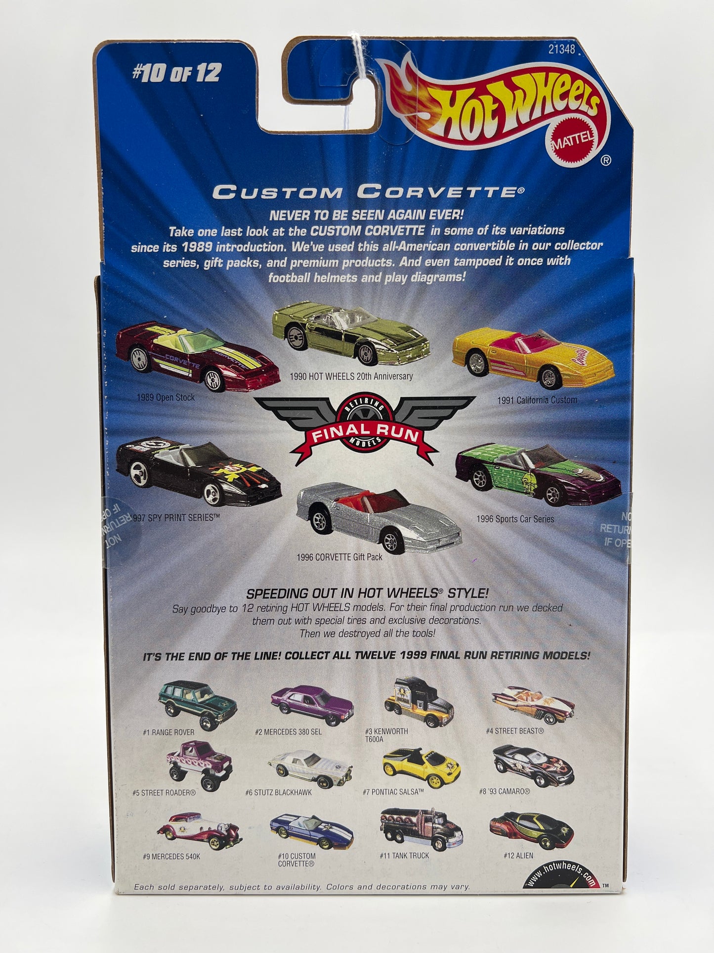 1999 Hot Wheels Final Run #10 Custom Corvette Dark Blue
