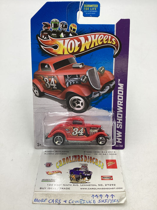 2013 Hot Wheels #189 34 Ford 3-Window Red Kmart Exclusive 237C