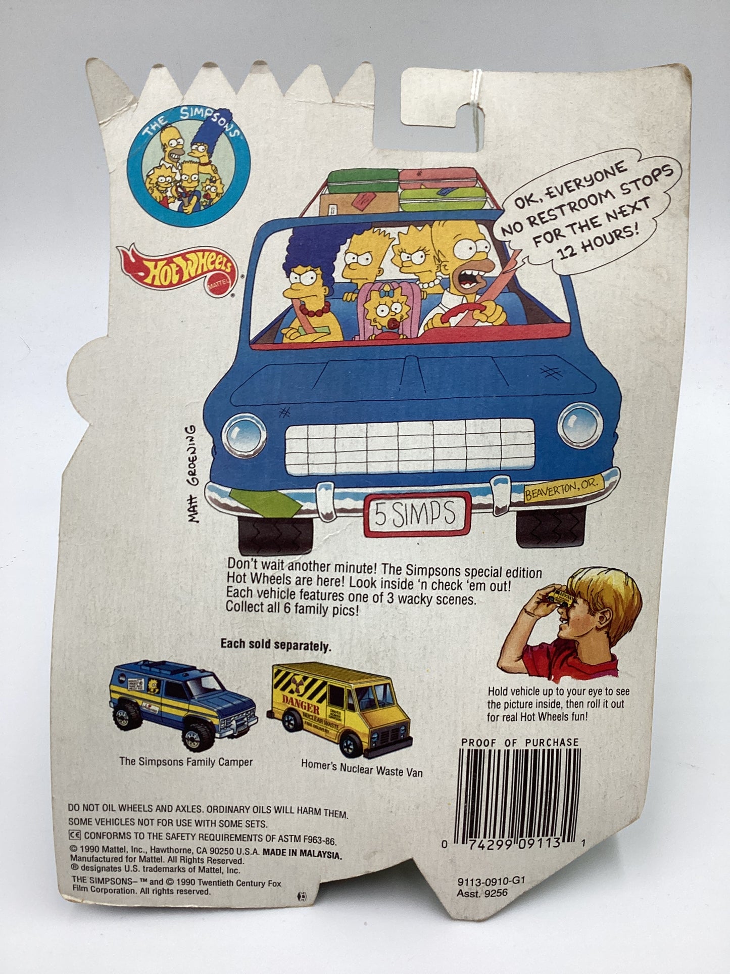 1990 Hot Wheels The Simpson Family Camper Blue
