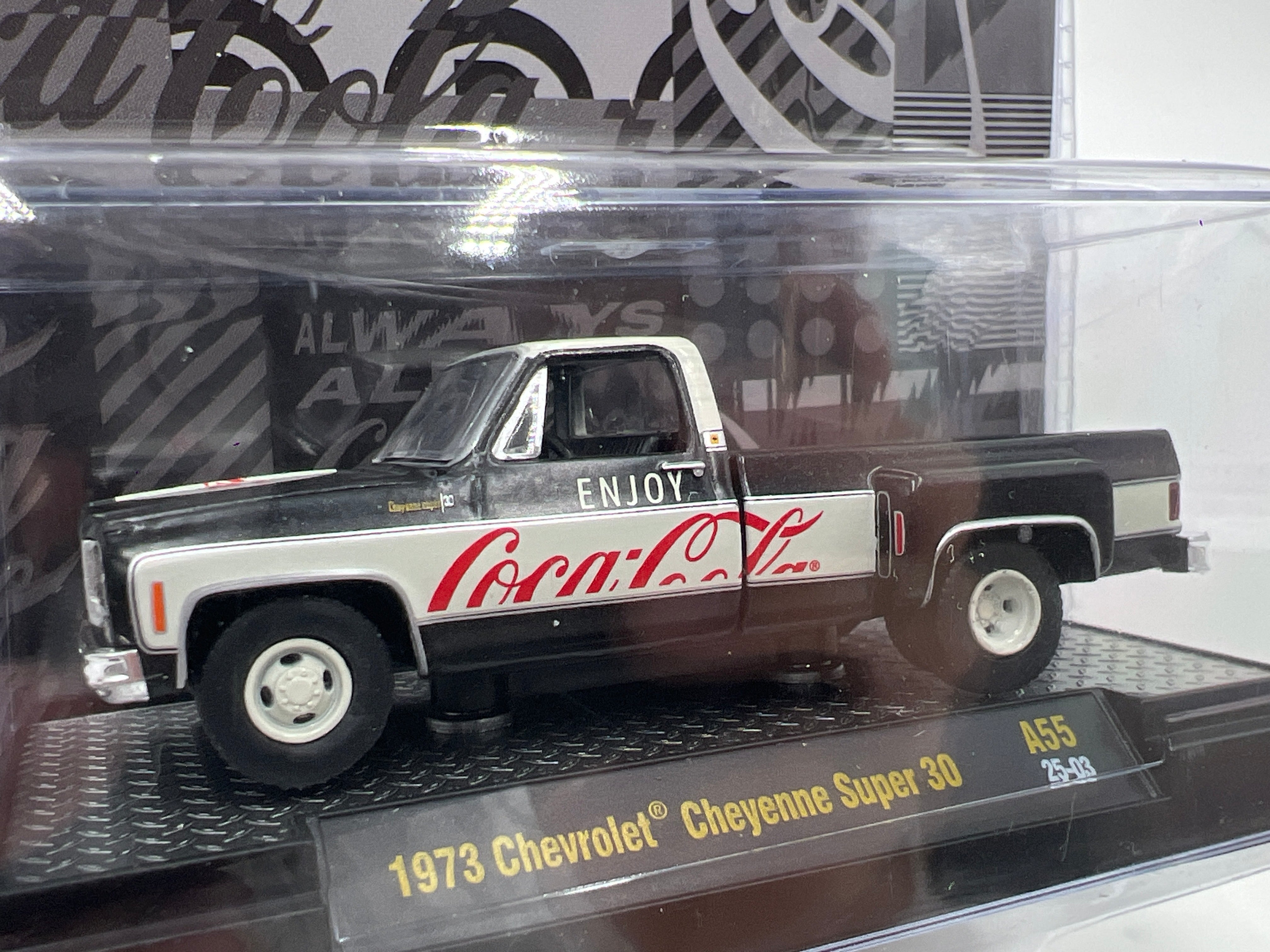 2025 M2 Machines Coca Cola 1973 Chevrolet Cheyenne Super 30 Black