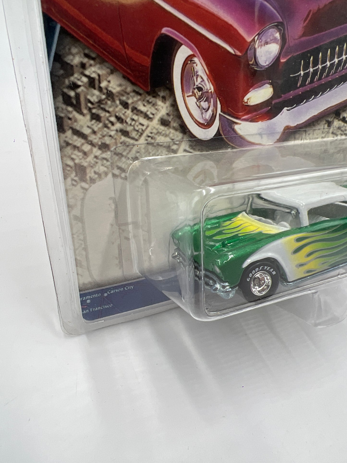 Hot Wheels Cruisin America Cruisers 57 Chevy Green Real Riders 271i