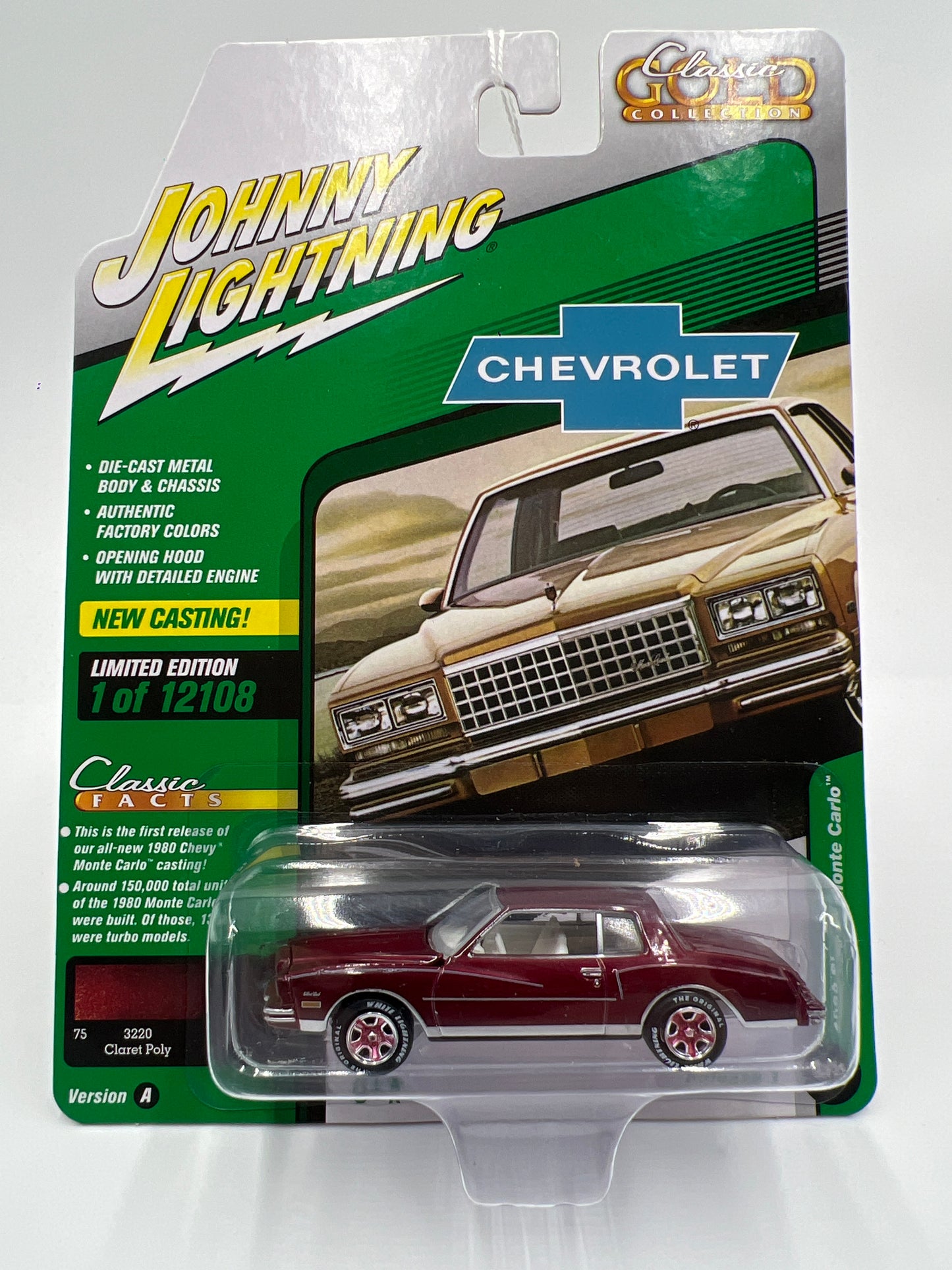 Johnny Lightning Classic Gold White Lightning Chase 1980 Chevy Monte Carlo Dark Red
