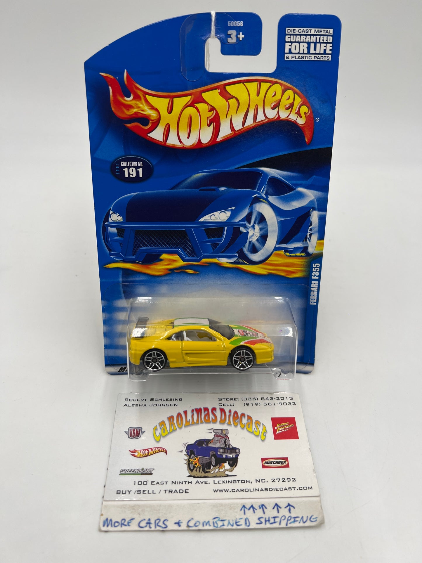 2001 Hot Wheels #191 Ferrari F355 Yellow PR5 Wheels