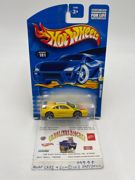 2001 Hot Wheels #191 Ferrari F355 Yellow PR5 Wheels