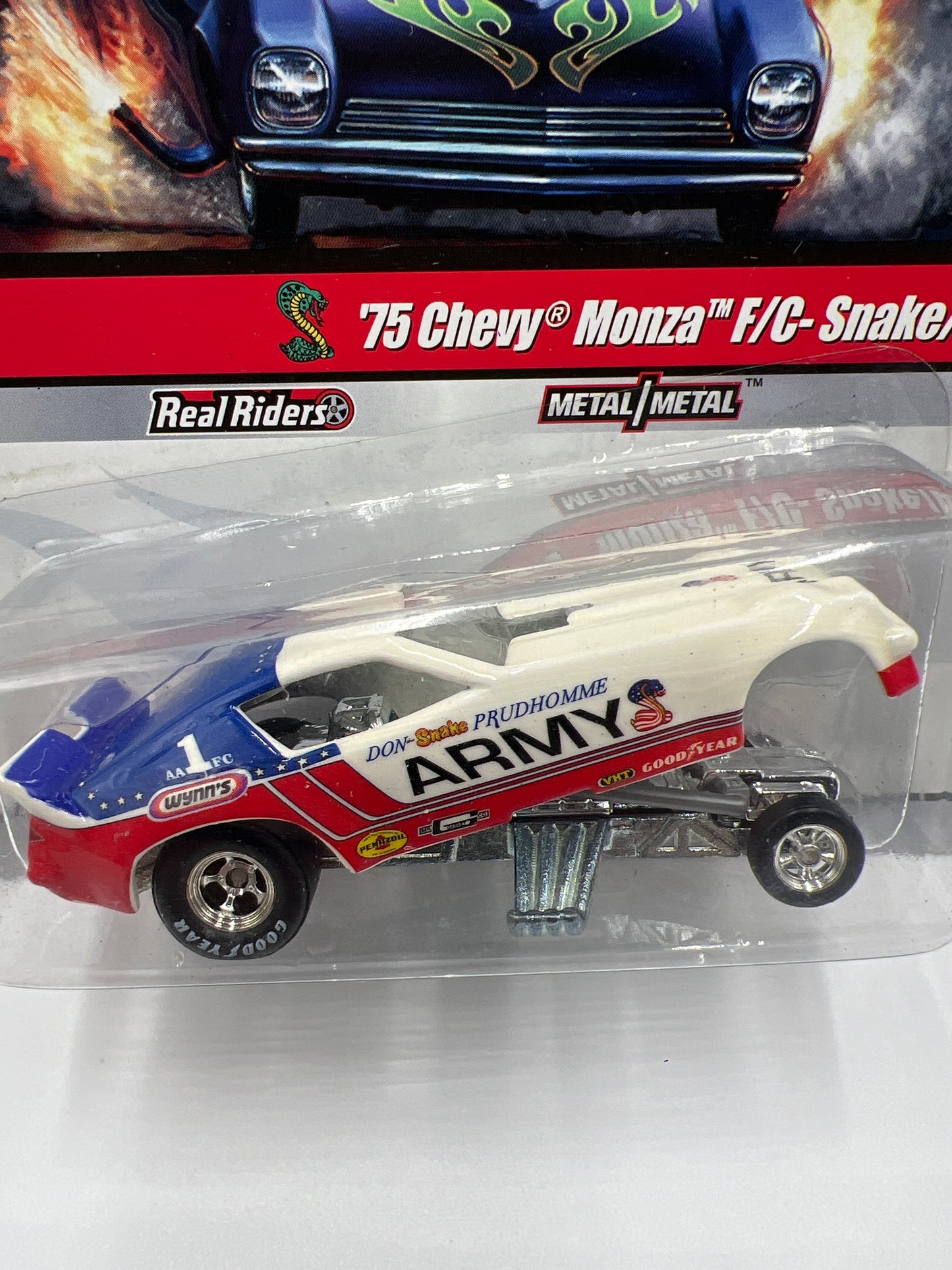 Hot Wheels Premium Drag Strip Demons #6 75 Chevy Monza F/C Snake/Army