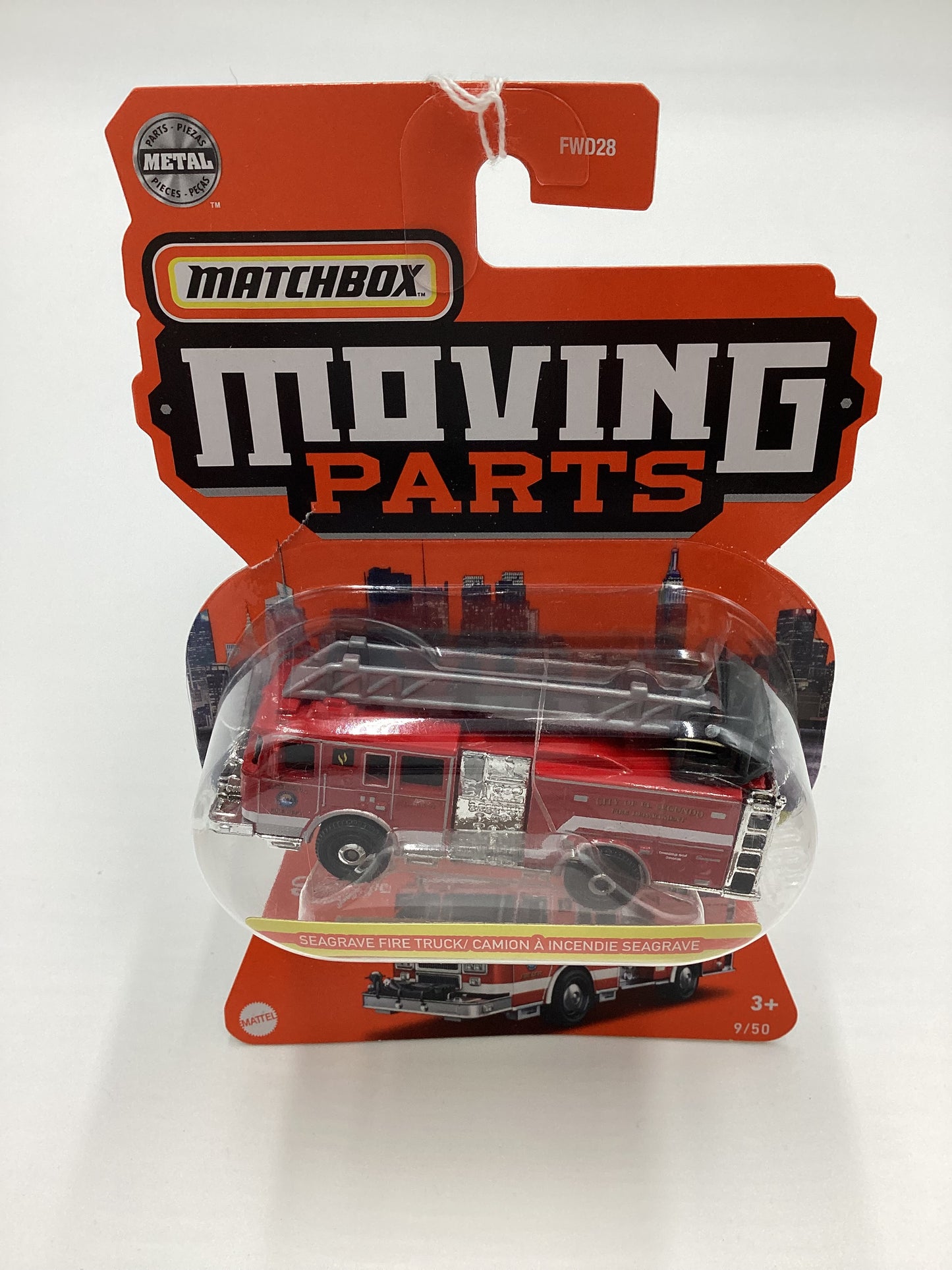 2022 Matchbox Moving Parts #9 Seagrave Fire Truck Red card tear left side 165A