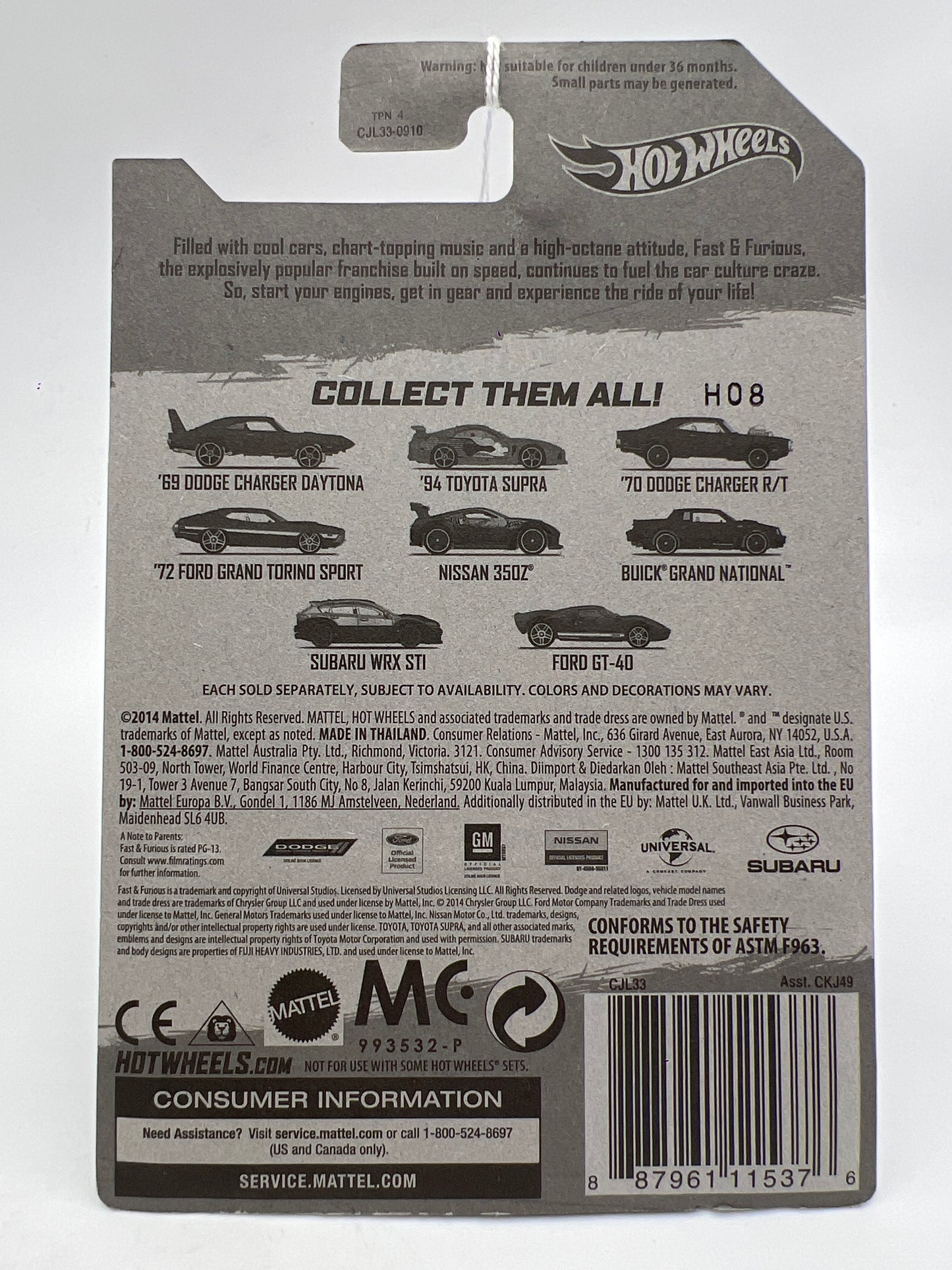 Hot Wheels Fast and Furious #4 72 Ford Gran Torino Sport Green 72G