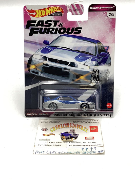 Hot wheels premium fast and furious Quick Shifters Nissan skyline GT-R bcnr33 2/5 248C