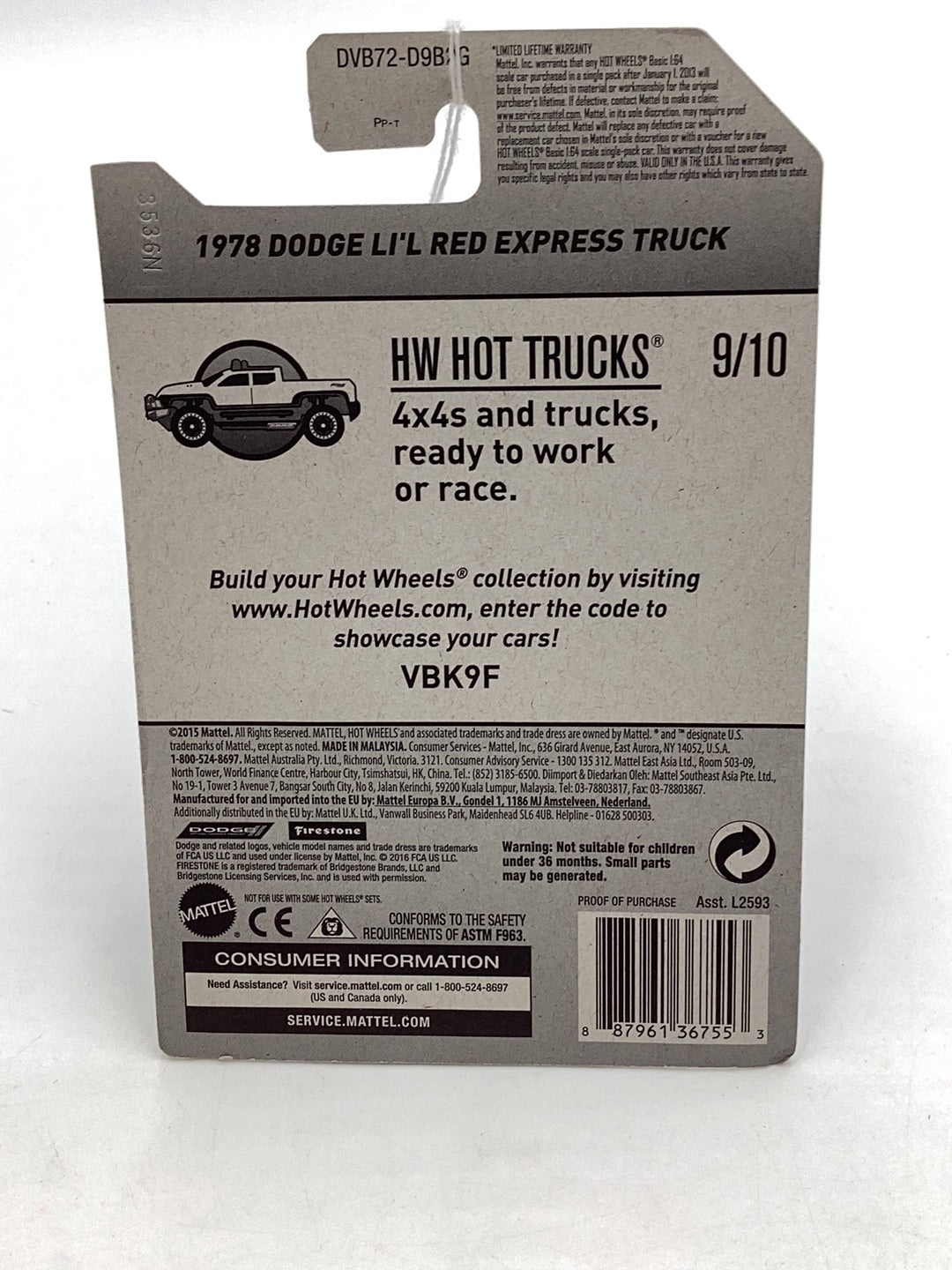 Hot Wheels 2017 HW Hot Trucks #131 1978 Dodge Lil Red Express Truck 47B