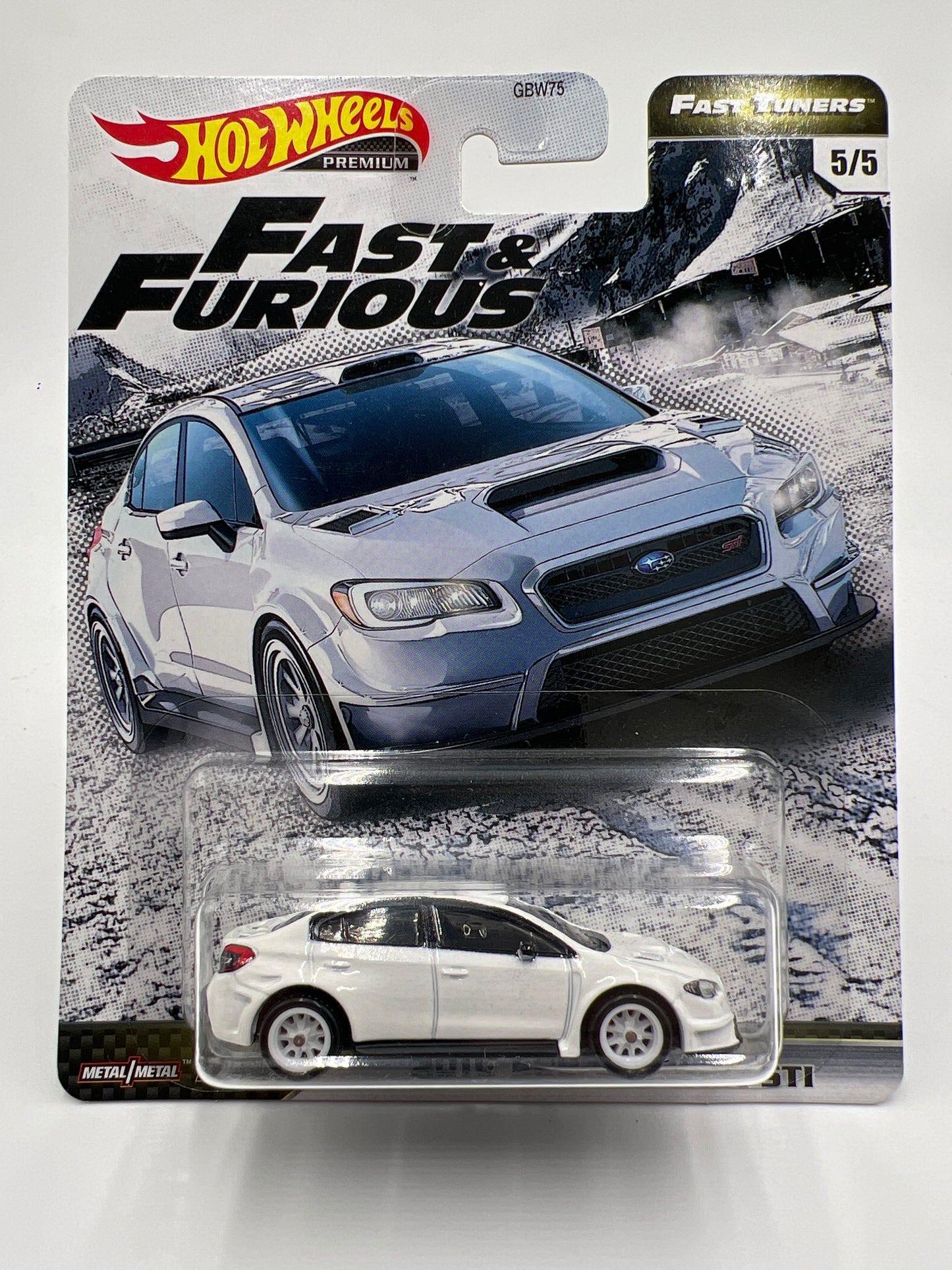 Hot Wheels Fast & Furious Fast Tuners #5 2016 Subaru WRX STI White ERROR No Wing W/Protector