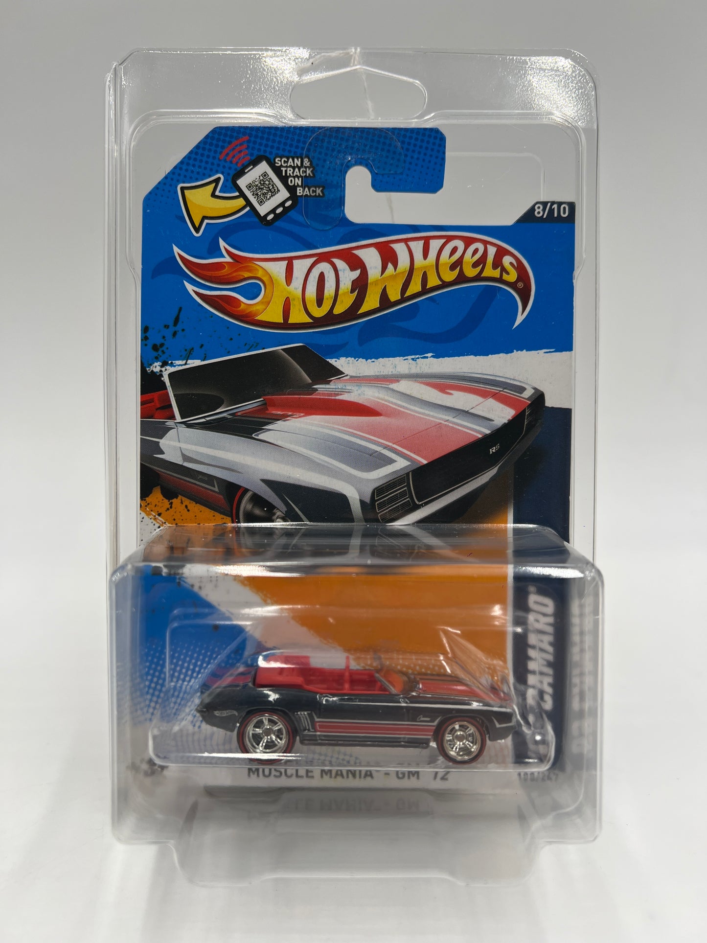 2012 Hot Wheels Super Treasure Hunt #108 69 Camaro Convertible W/Protector
