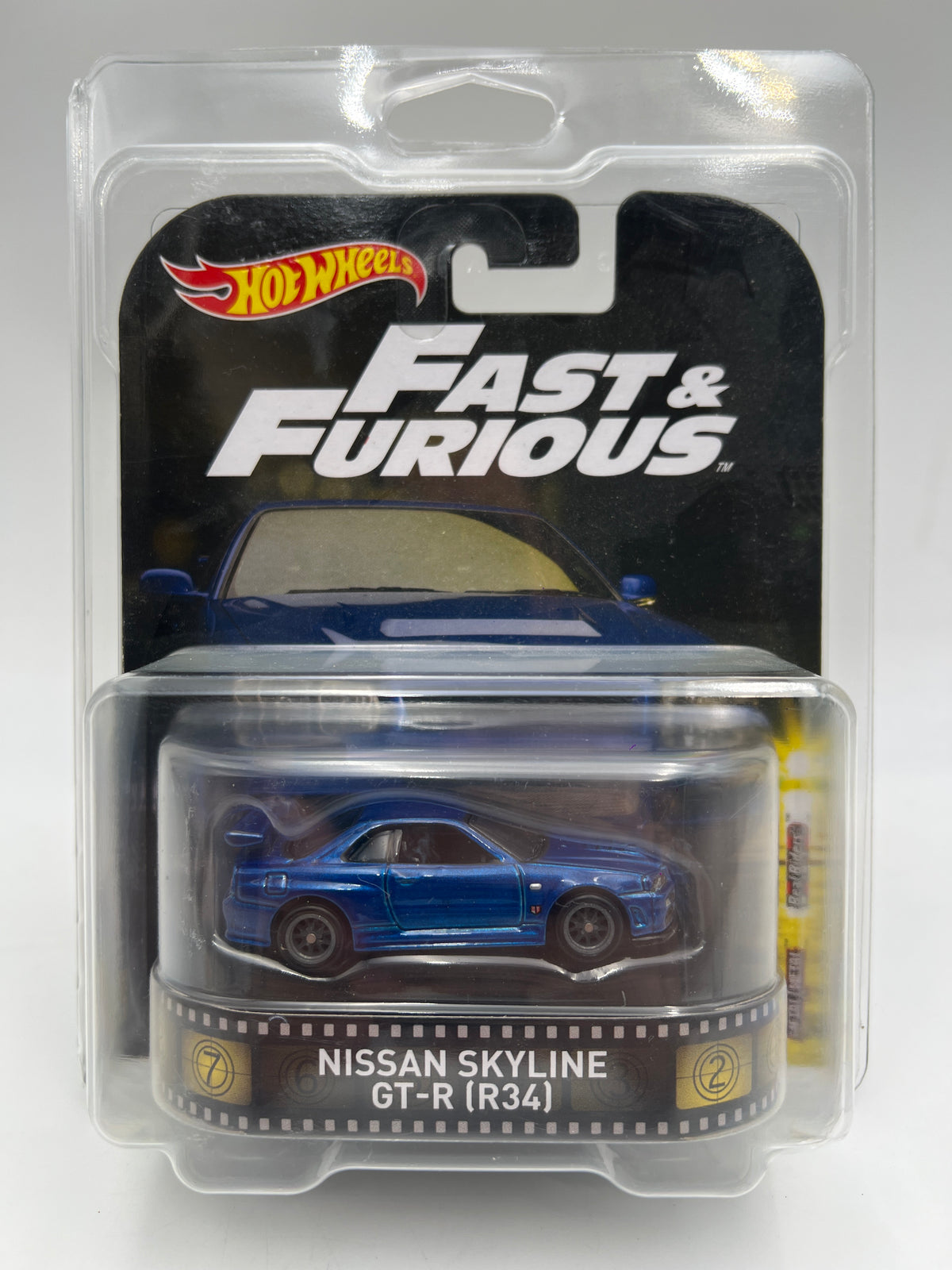 Hot Wheels Retro Entertainment Fast & Furious Nissan Skyline GT-R R34 Blue W/Protector
