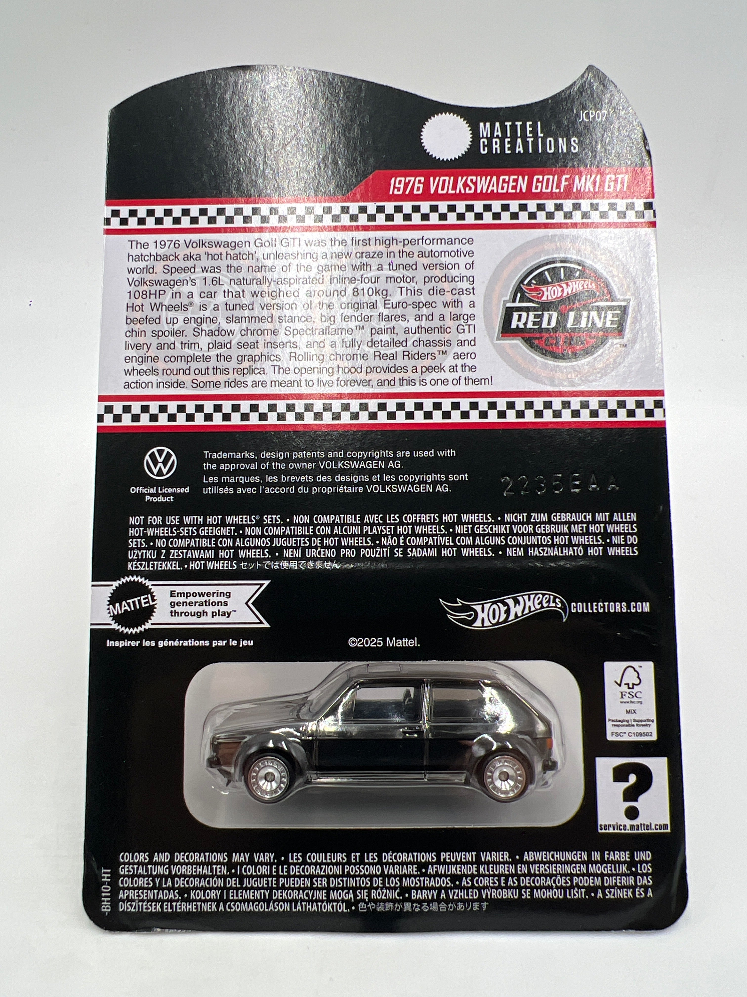 Hot Wheels1976 フォルクスワーゲン ゴルフ Mk1 GTI　RLC 2025 Hot Wheels Red Line Club RLC 1976 Volkswagen Golf MK1 GTI