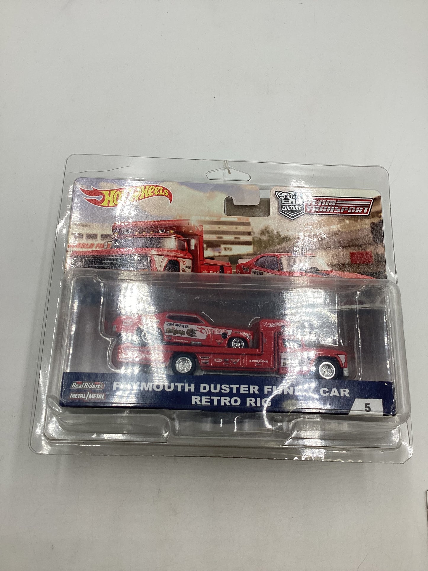 2018 HOT WHEELS TEAM Plymouth Duster Mongoose Funny Car and Retro Rig #5 with Protector