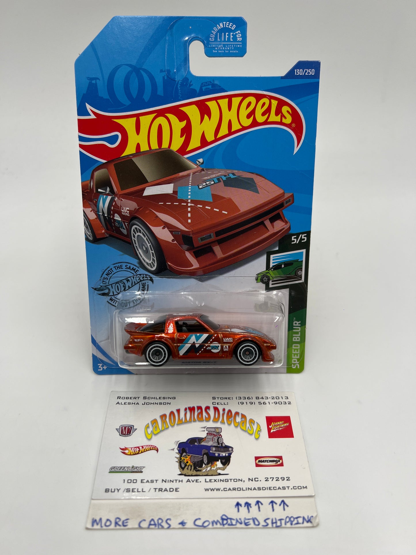 2020 Hot Wheels Super Treasure Hunt #130 Mazda RX-7 Orange W/Protector Card Not Perfect