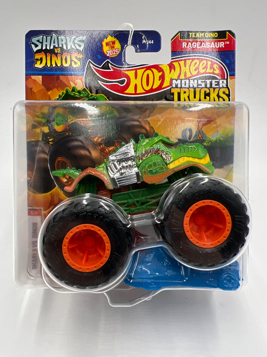2025 Hot Wheels Monster Trucks Sharks Vs Dinos #5 Rageasaur 125D