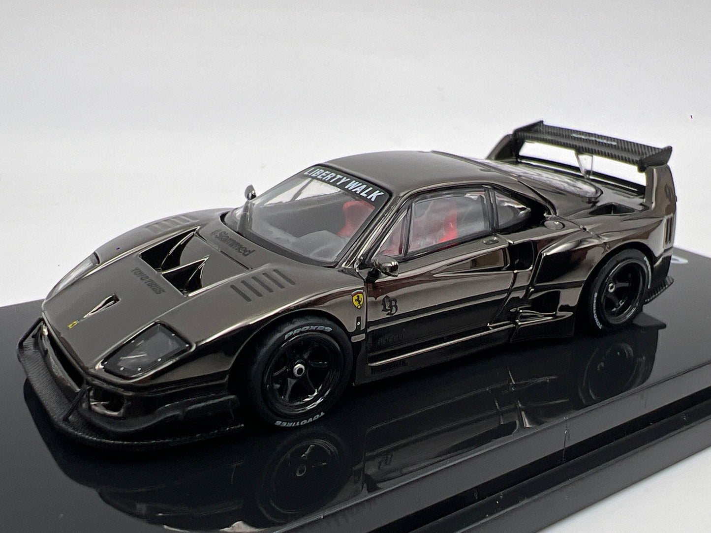 Inno64 Models 1/64 Scale Liberty Walk Ferrari F40 Chrome Black