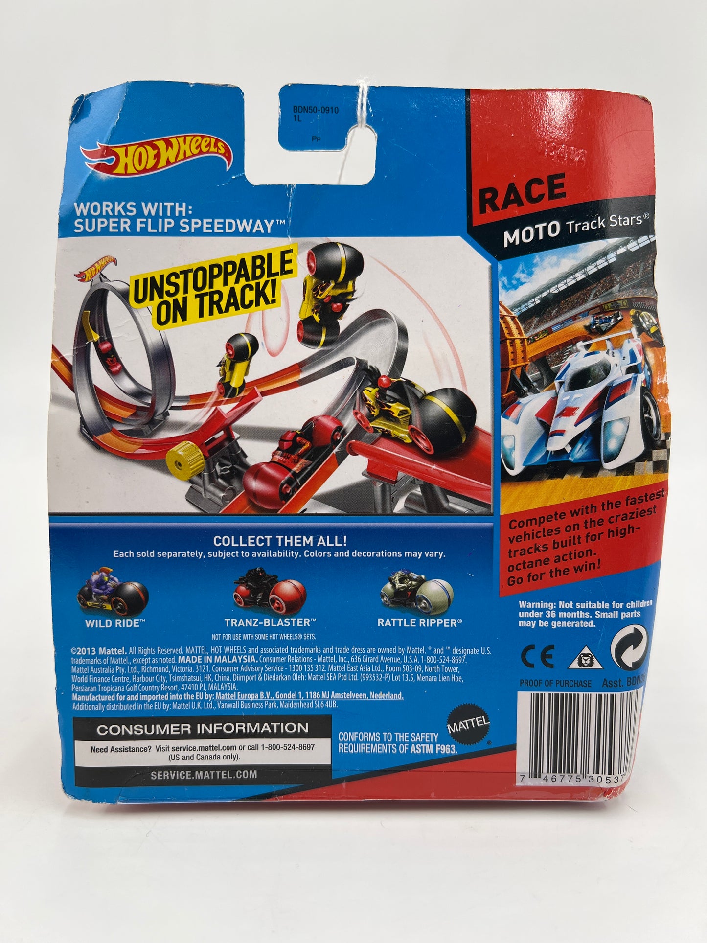 Hot Wheels High Speed Moto Track Stars Rattle Ripper Bad Card SR