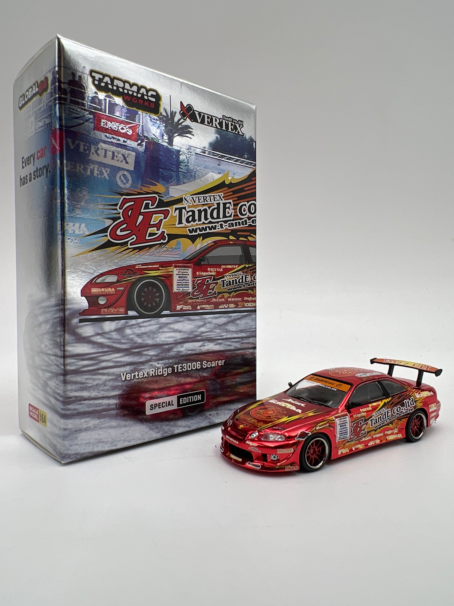 Tarmac Works x VERTEX Special Edition Vertex Ridge Toyota TE3006 Soarer Chrome Red