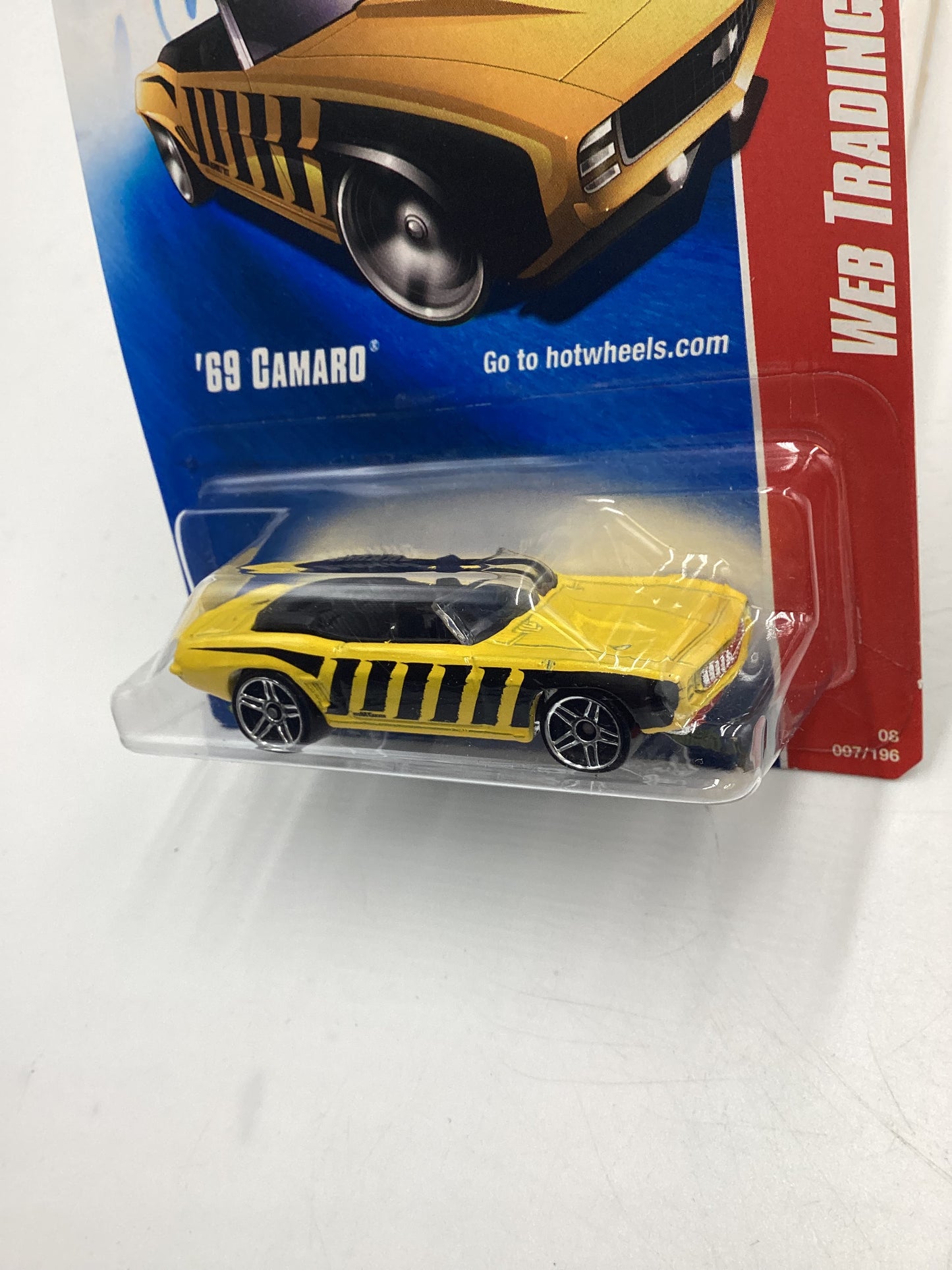 2008 Hot Wheels Web Trading Cars #97 69 Camaro Yellow (Black Logo Base) 11D