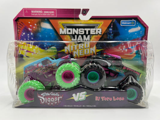 Monster Jam Nitro Neon Series 3 Walmart Exclusive Son-uva Digger Vs El Toro Loco